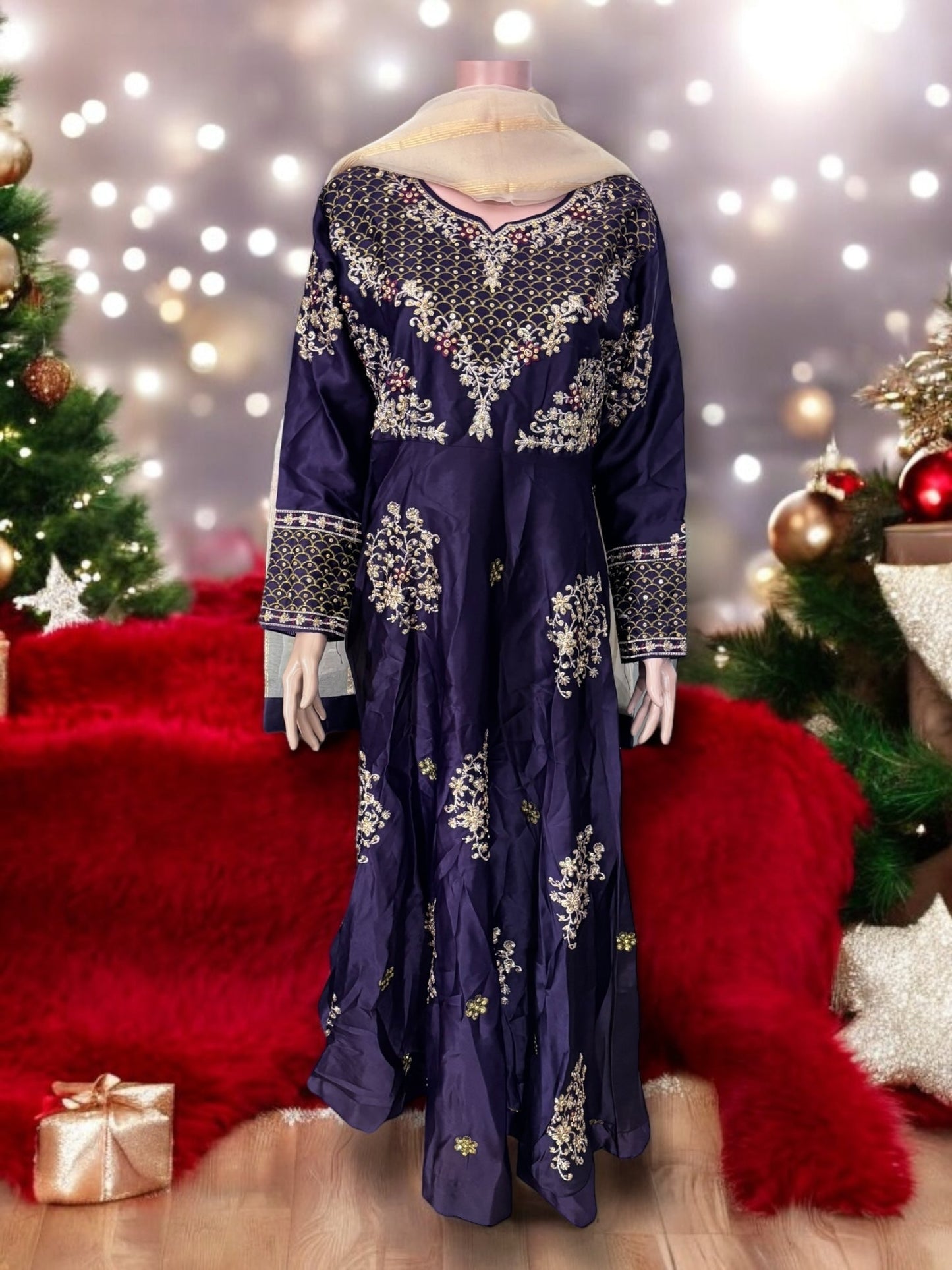 TRADITIONAL DESIGNER GOWN SET WITH PANT AND DUPATTA – ETHNIC WEAR FOR WOMEN-10