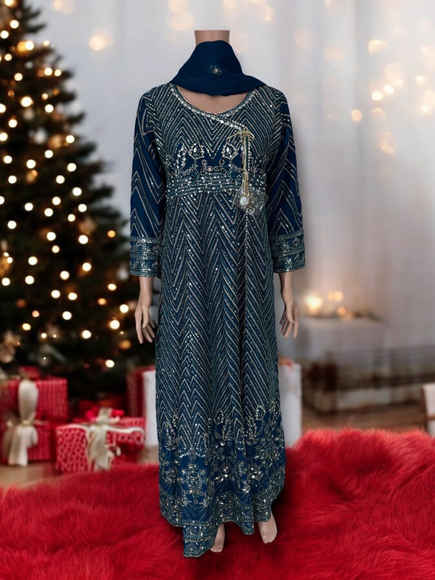 TRADITIONAL DESIGNER GOWN SET WITH PANT AND DUPATTA – ETHNIC WEAR FOR WOMEN-12