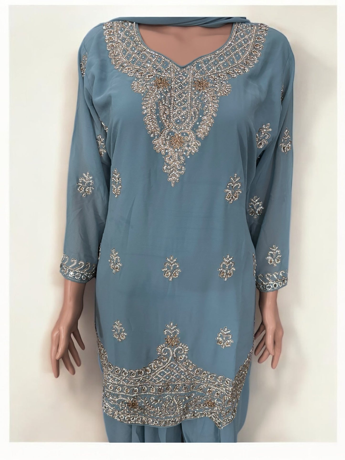 TRADITIONAL DESIGNER PATIALA DHUTI SALWAR KAMEEZ SUIT - ETHNIC WEAR FOR WOMEN - 209