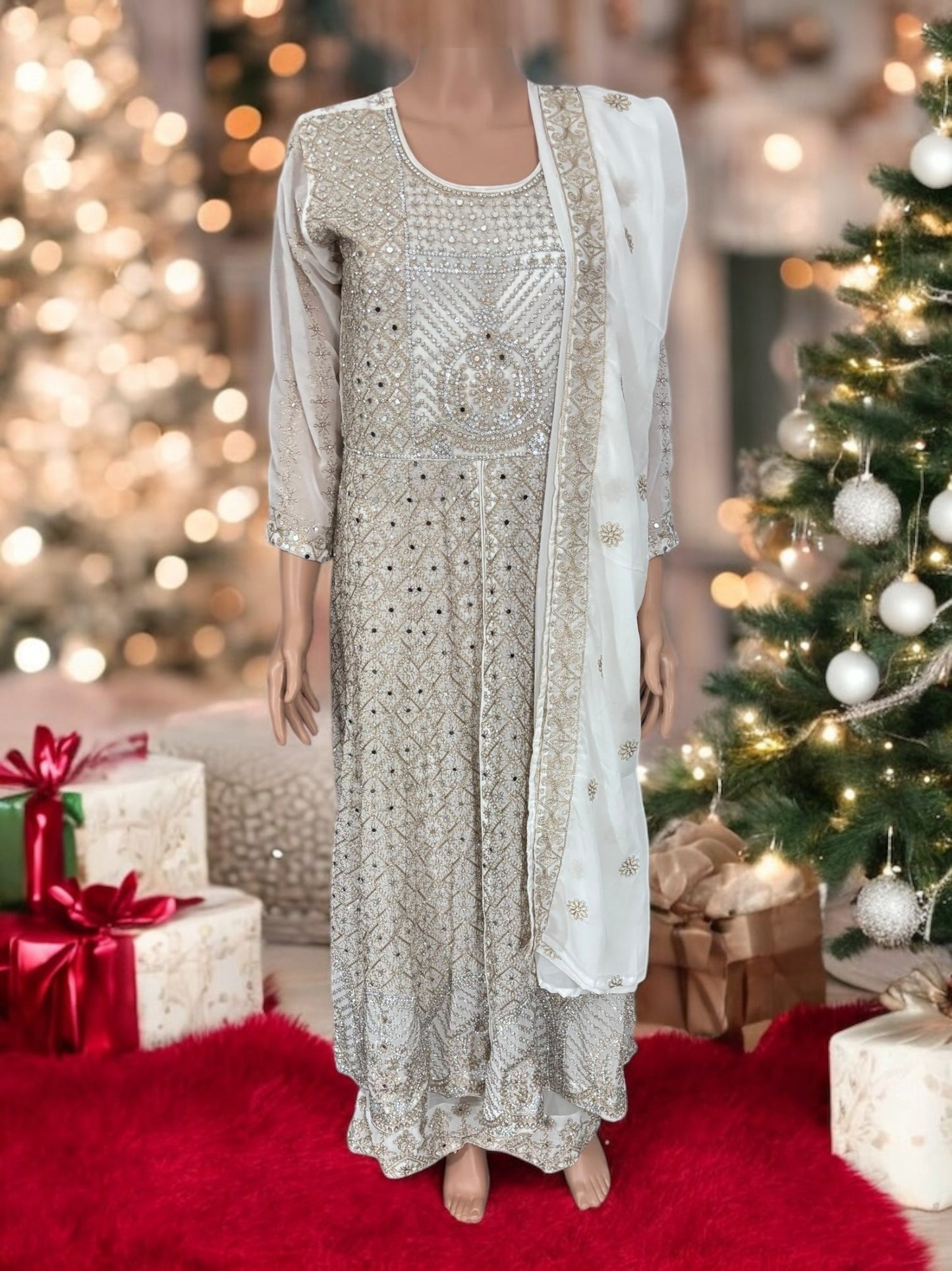 TRADITIONAL DESIGNER SALWAR KAMEEZ SUIT WITH 2 LAYERS - ETHNIC WEAR FOR WOMEN - 207