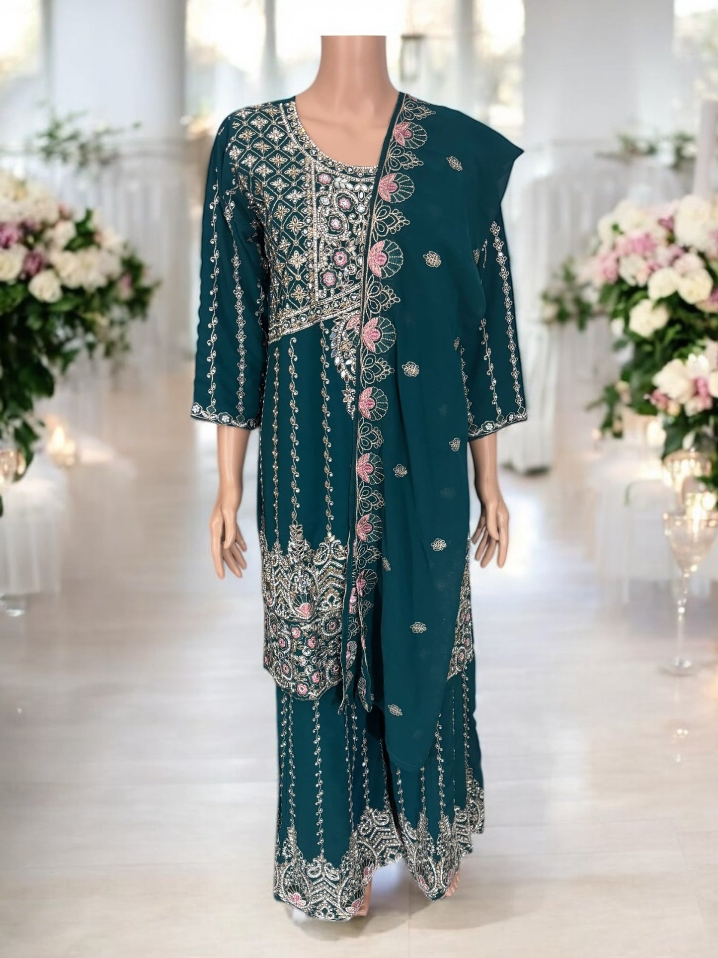 TRADITIONAL DESIGNER SHARARA SALWAR KAMEEZ SUIT - ETHNIC WEAR - 203