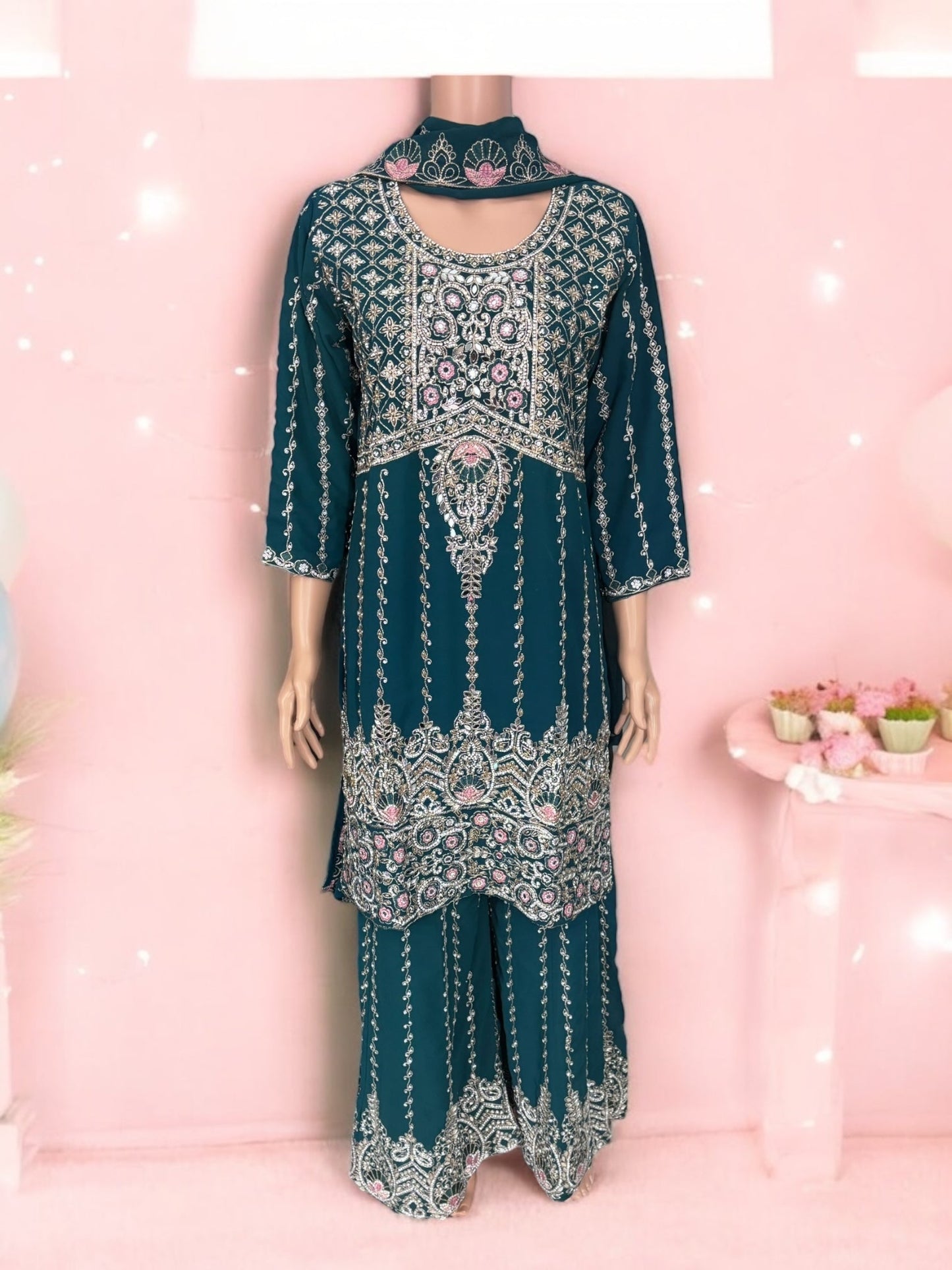 TRADITIONAL DESIGNER SHARARA SALWAR KAMEEZ SUIT - ETHNIC WEAR - 203