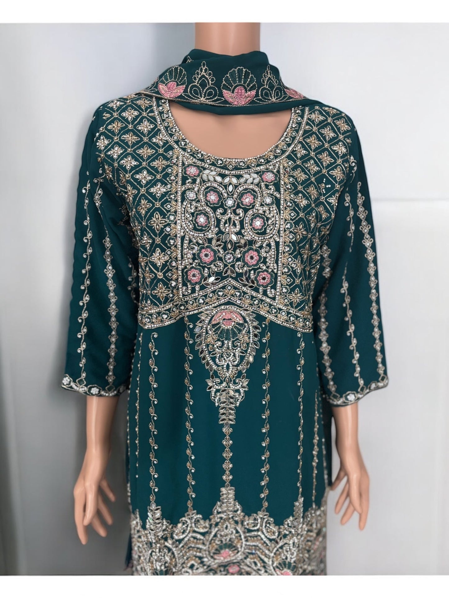 TRADITIONAL DESIGNER SHARARA SALWAR KAMEEZ SUIT - ETHNIC WEAR - 203