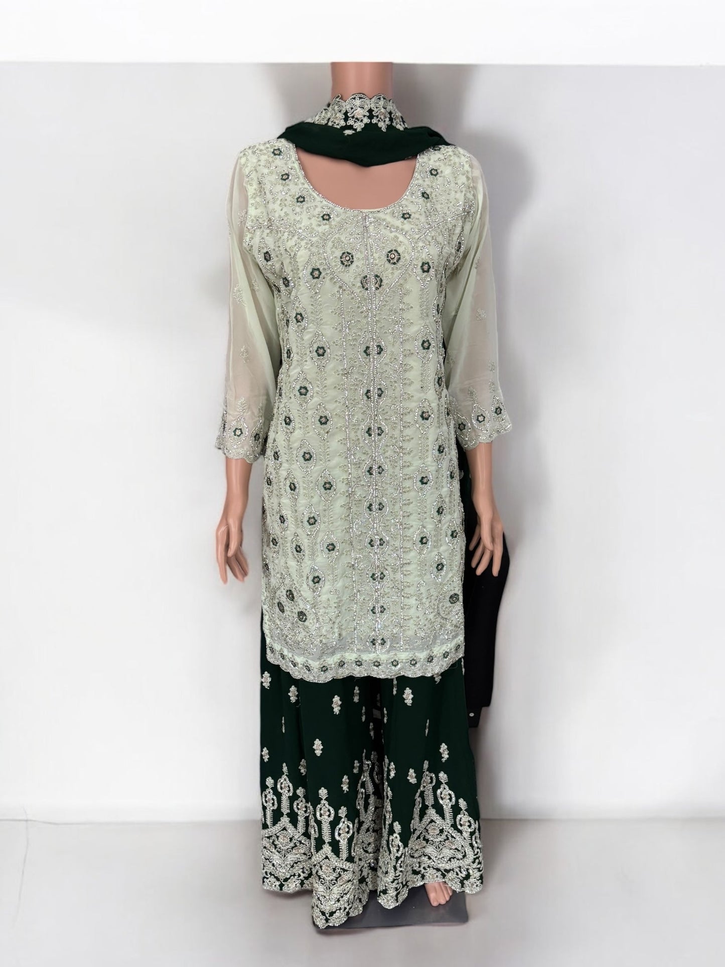 TRADITIONAL DESIGNER SHARARA SALWAR KAMEEZ SUIT - ETHNIC WEAR FOR WOMEN - 208
