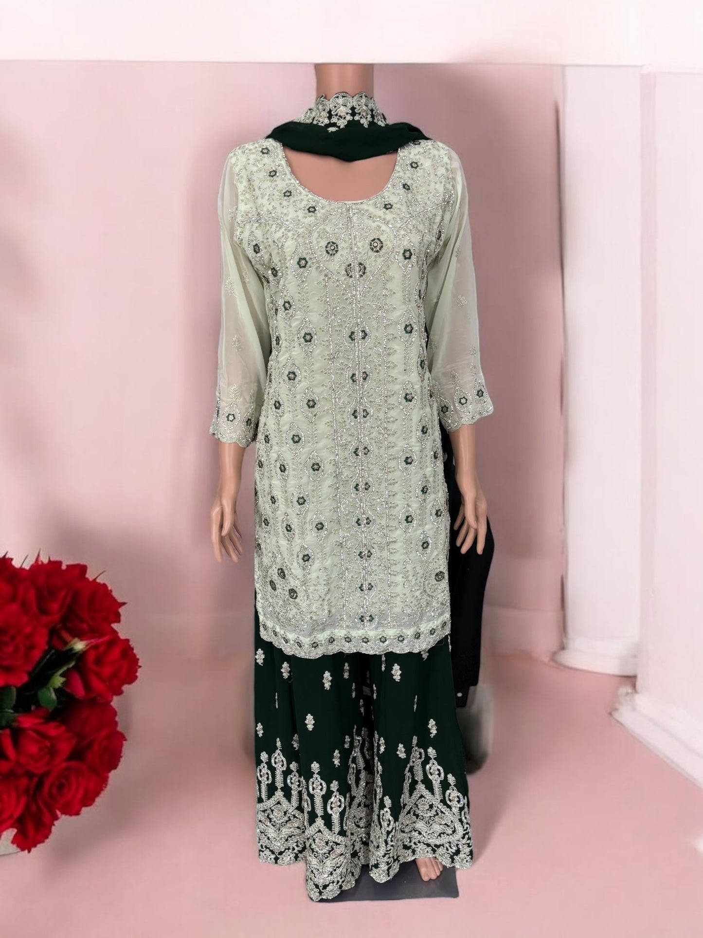 TRADITIONAL DESIGNER SHARARA SALWAR KAMEEZ SUIT - ETHNIC WEAR FOR WOMEN - 208