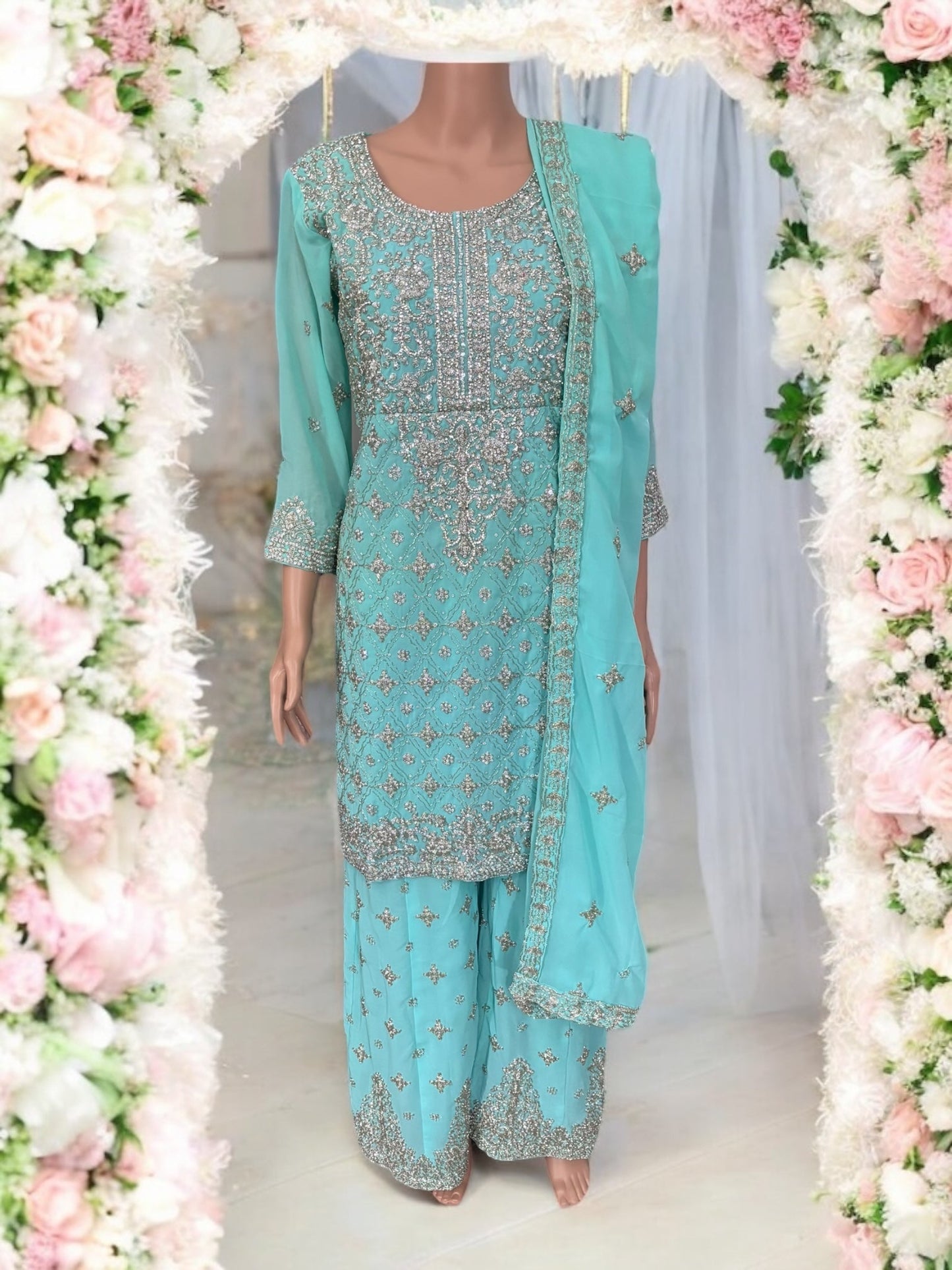 TRADITIONAL DESIGNER SHARARA SALWAR KAMEEZ SUIT - ETHNIC WEAR FOR WOMEN - 210