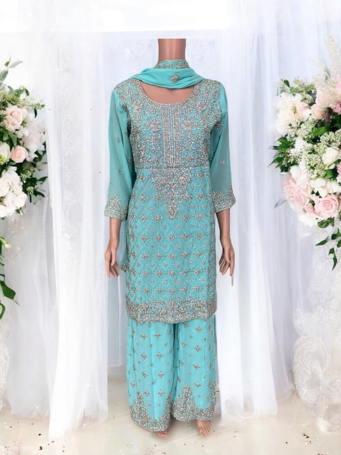 TRADITIONAL DESIGNER SHARARA SALWAR KAMEEZ SUIT - ETHNIC WEAR FOR WOMEN - 210