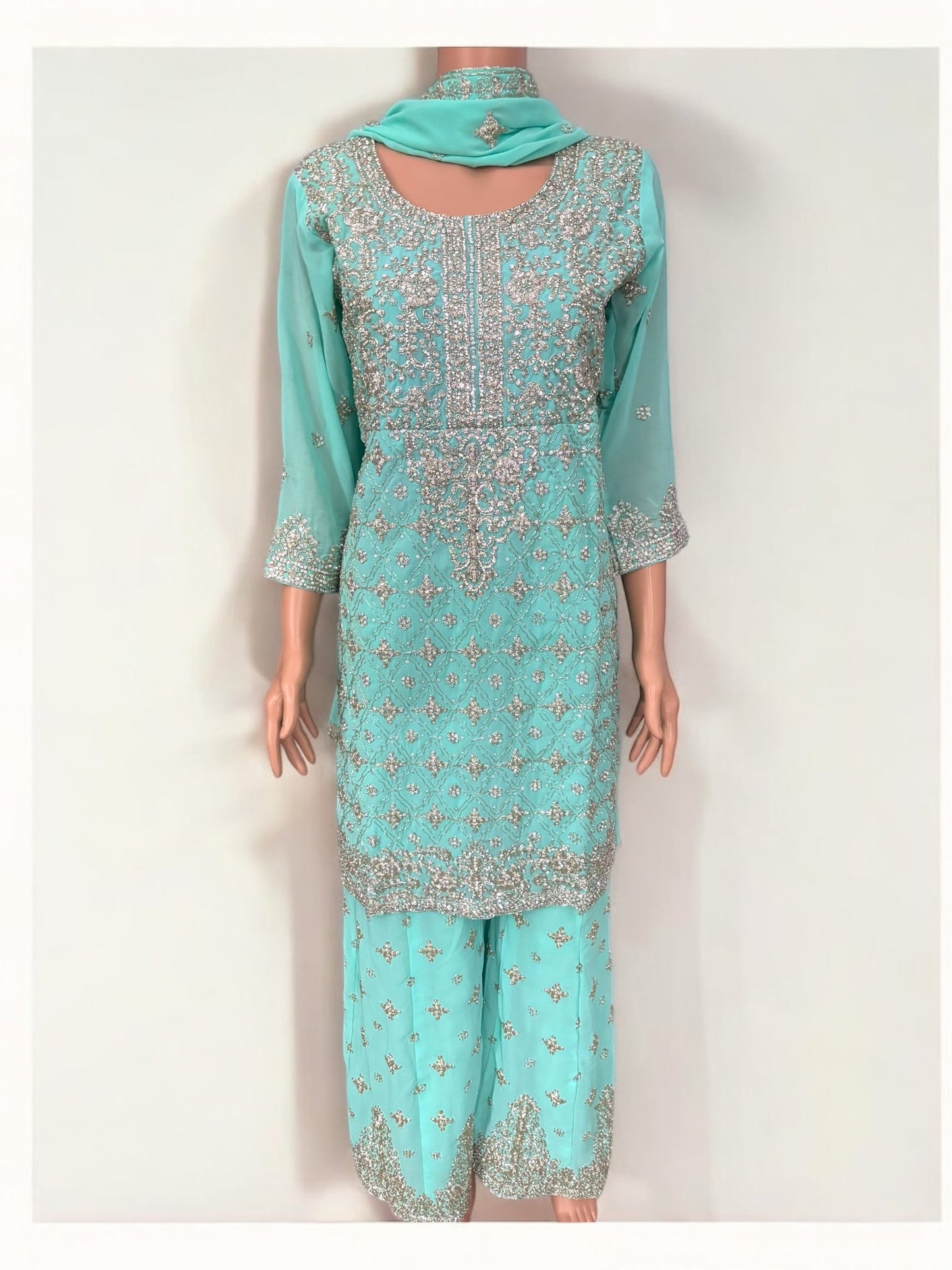 TRADITIONAL DESIGNER SHARARA SALWAR KAMEEZ SUIT - ETHNIC WEAR FOR WOMEN - 210