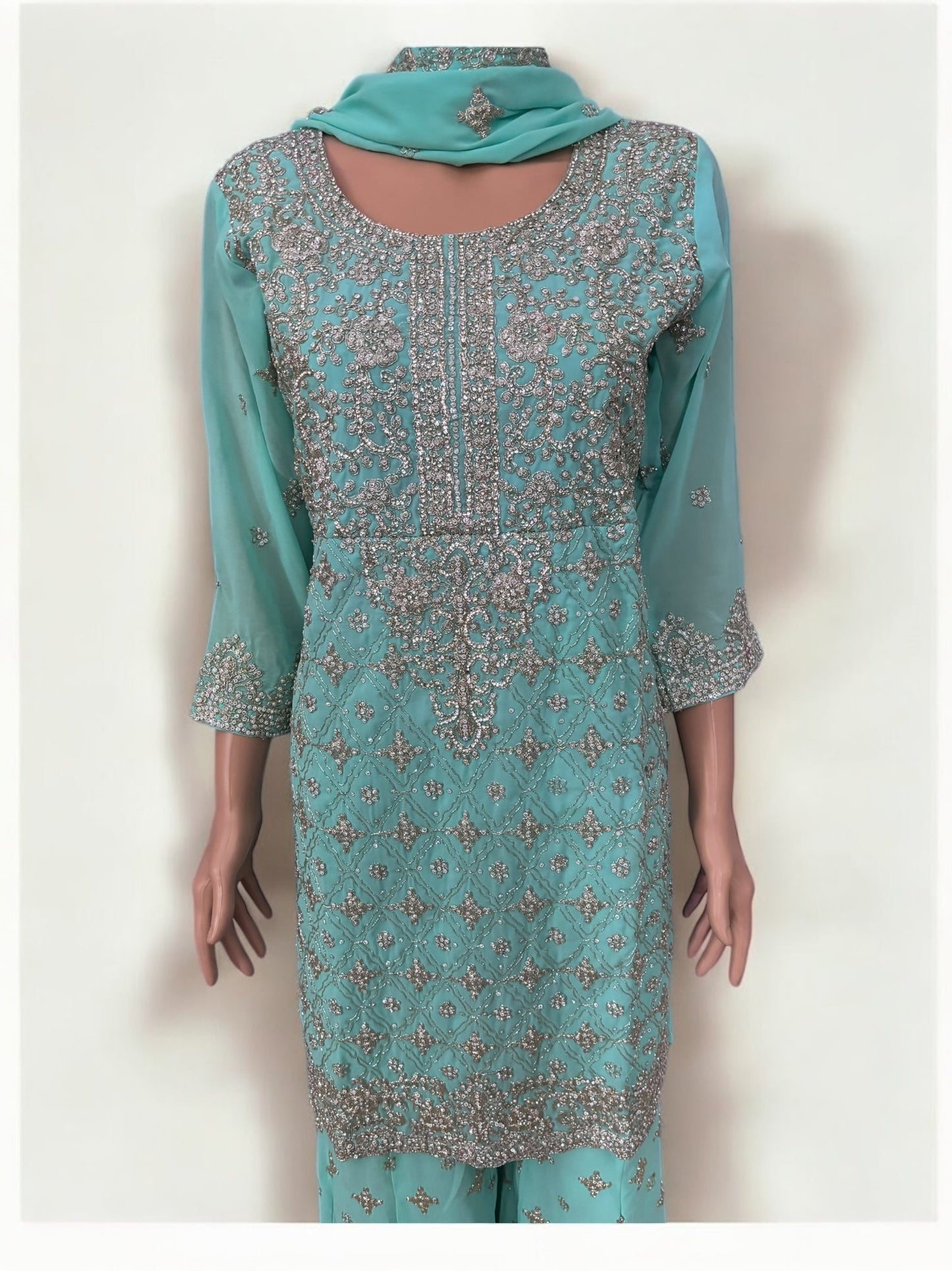 TRADITIONAL DESIGNER SHARARA SALWAR KAMEEZ SUIT - ETHNIC WEAR FOR WOMEN - 210