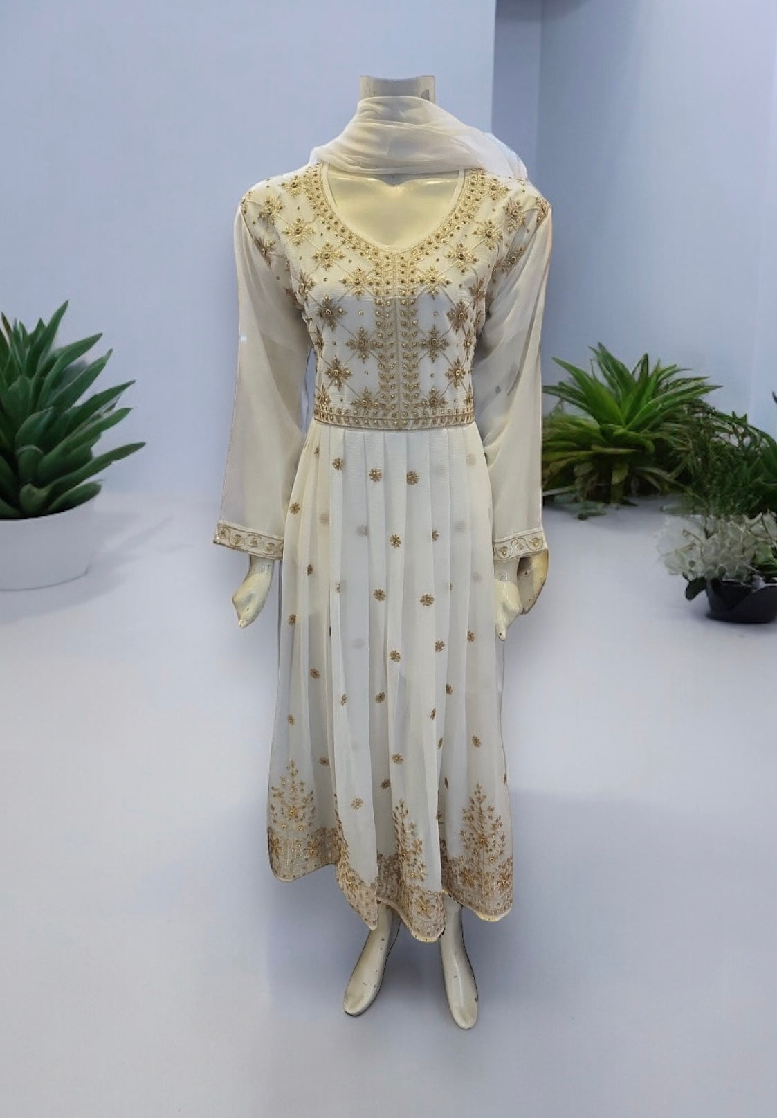 WHITE DESIGNER PARTY WEAR DRESS-ETHNIC WEAR FOR WOMEN - 205