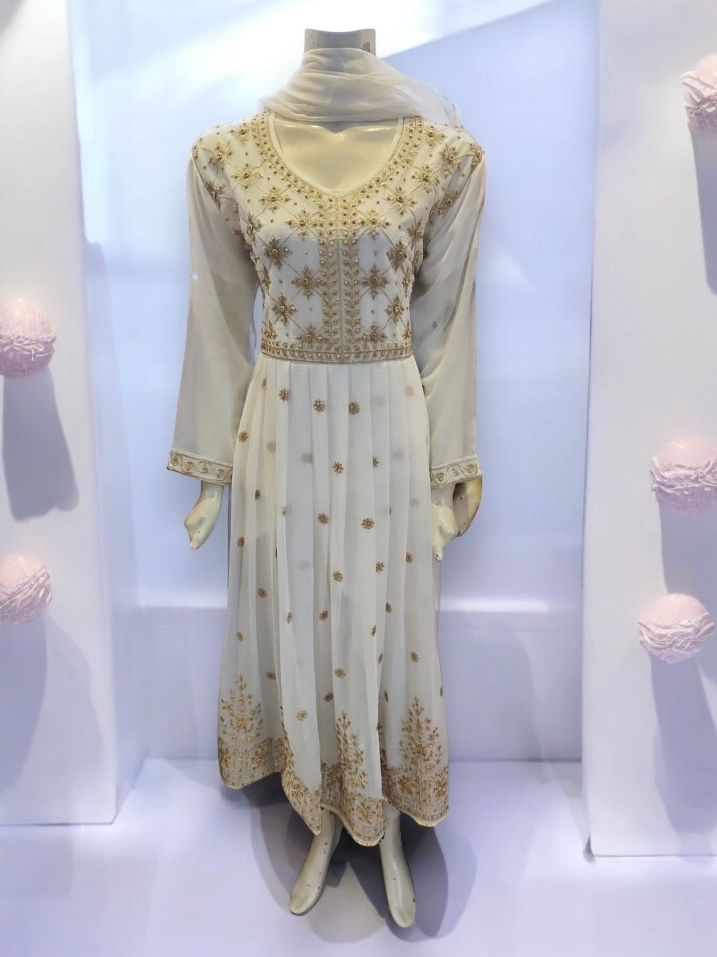 WHITE DESIGNER PARTY WEAR DRESS-ETHNIC WEAR FOR WOMEN - 205