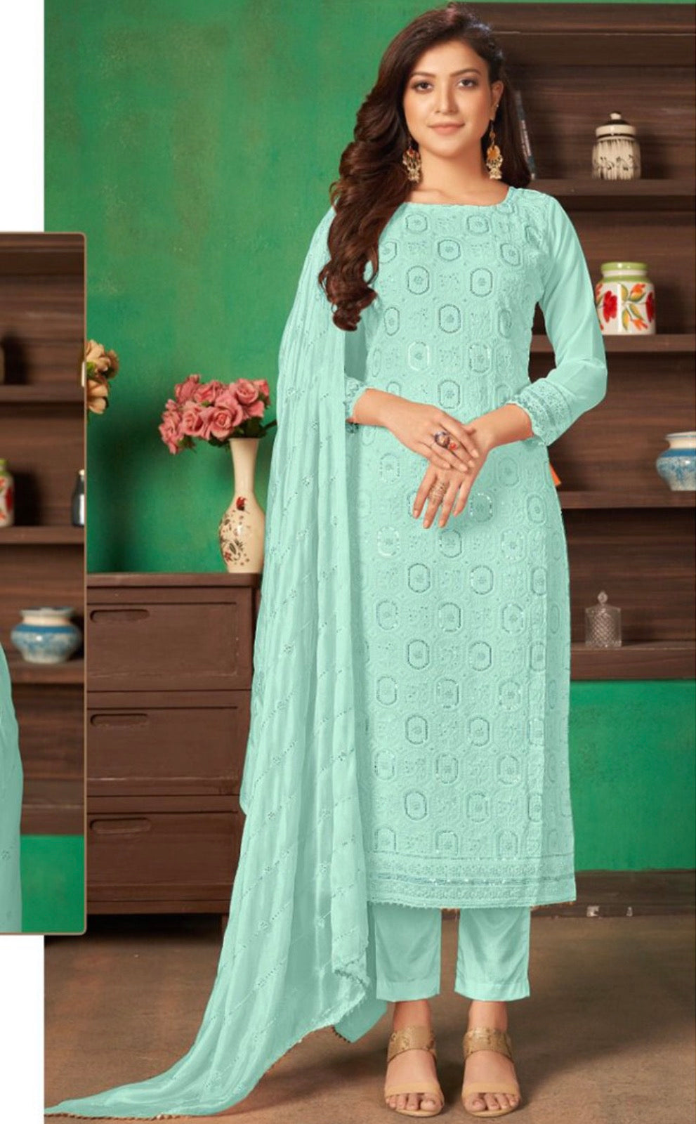 TRADITIONAL BLUE DESIGNER DRESS FOR EVERY OCCASION - 03-E-ETHNIC WEAR FOR WOMEN