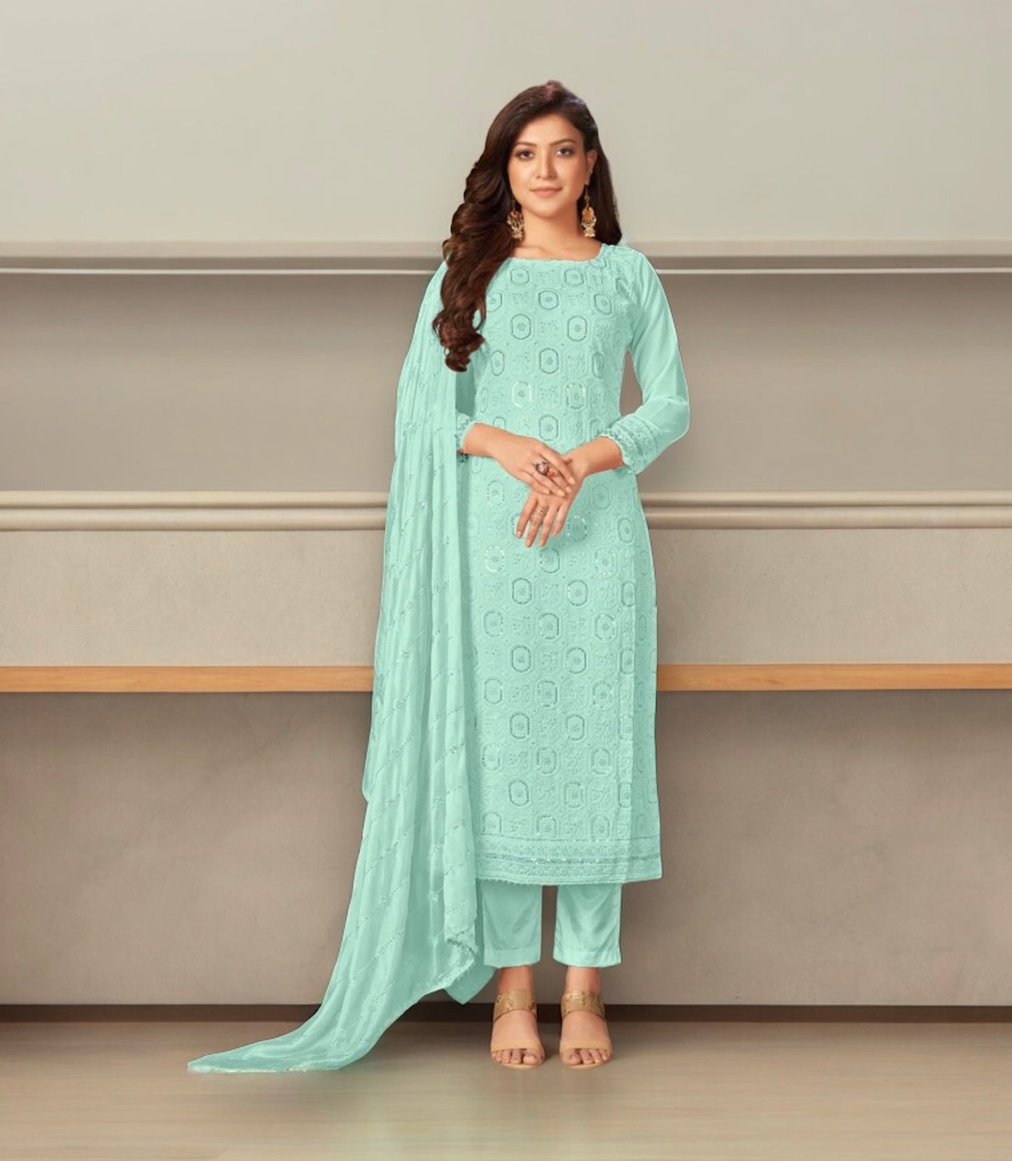 TRADITIONAL BLUE DESIGNER DRESS FOR EVERY OCCASION - 03-E-ETHNIC WEAR FOR WOMEN