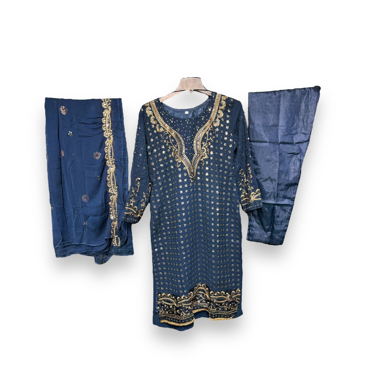 FAUX GEORGETTE TRADITIONAL WEAR SUIT WITH EMBROIDERY WORK- ETHNIC WEAR FOR WOMEN