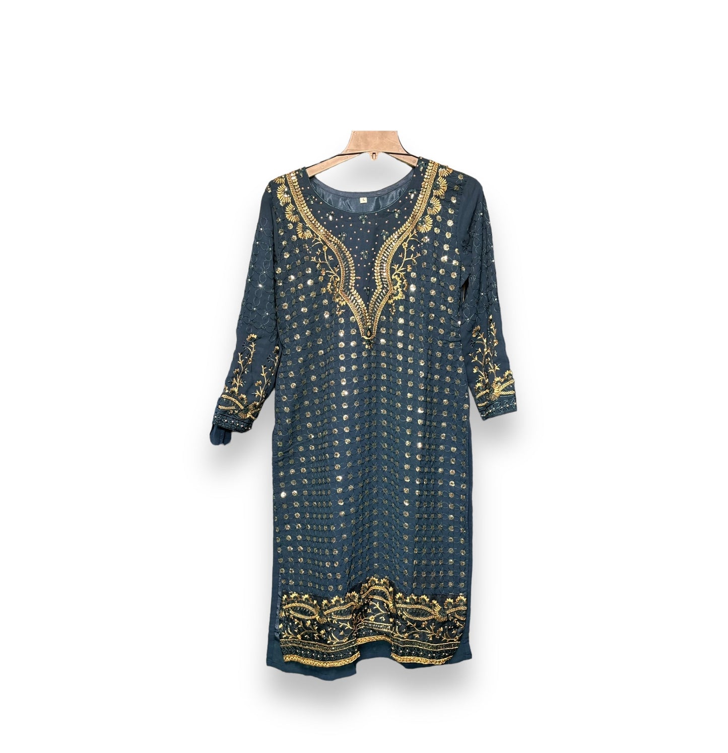 FAUX GEORGETTE TRADITIONAL WEAR SUIT WITH EMBROIDERY WORK- ETHNIC WEAR FOR WOMEN