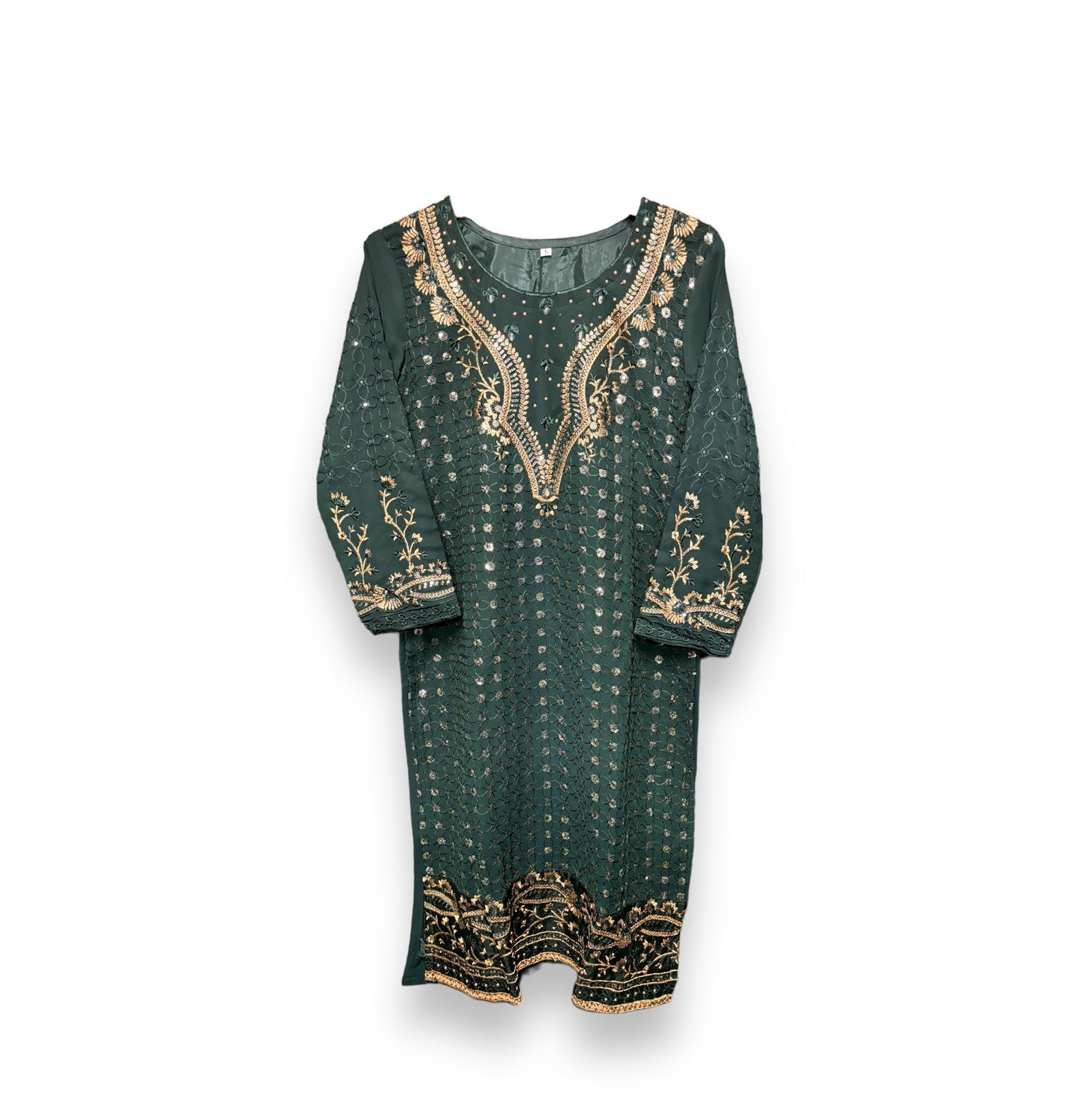FAUX GEORGETTE TRADITIONAL WEAR SUIT WITH EMBROIDERY WORK- ETHNIC WEAR FOR WOMEN
