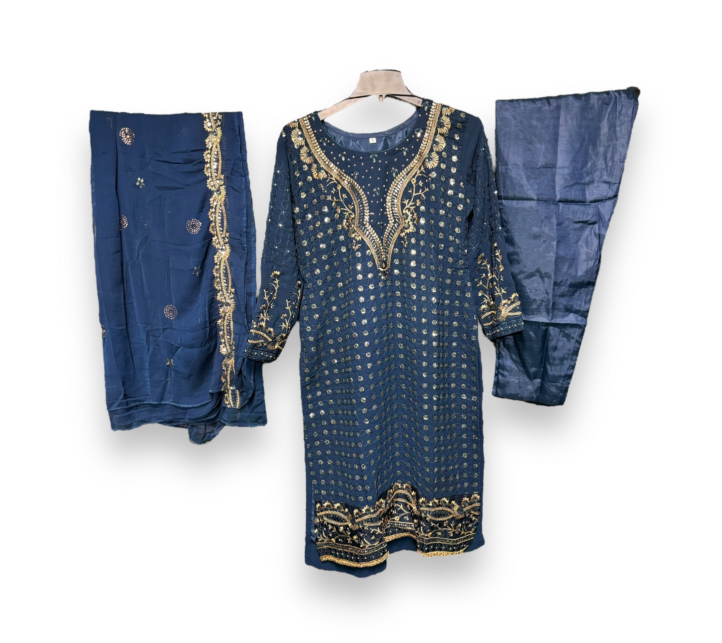FAUX GEORGETTE TRADITIONAL WEAR SUIT WITH EMBROIDERY WORK- ETHNIC WEAR FOR WOMEN