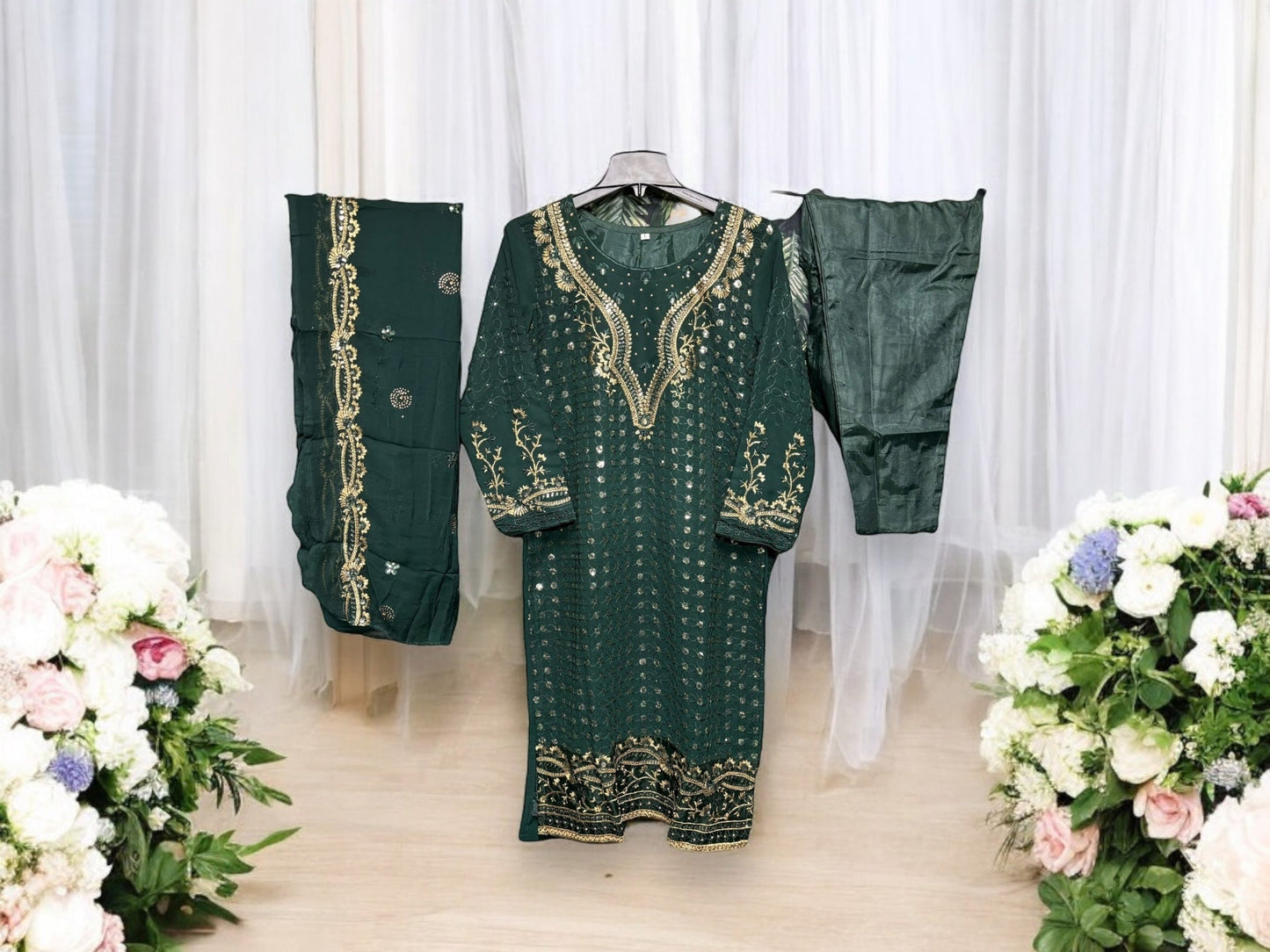 FAUX GEORGETTE TRADITIONAL WEAR SUIT WITH EMBROIDERY WORK- ETHNIC WEAR FOR WOMEN