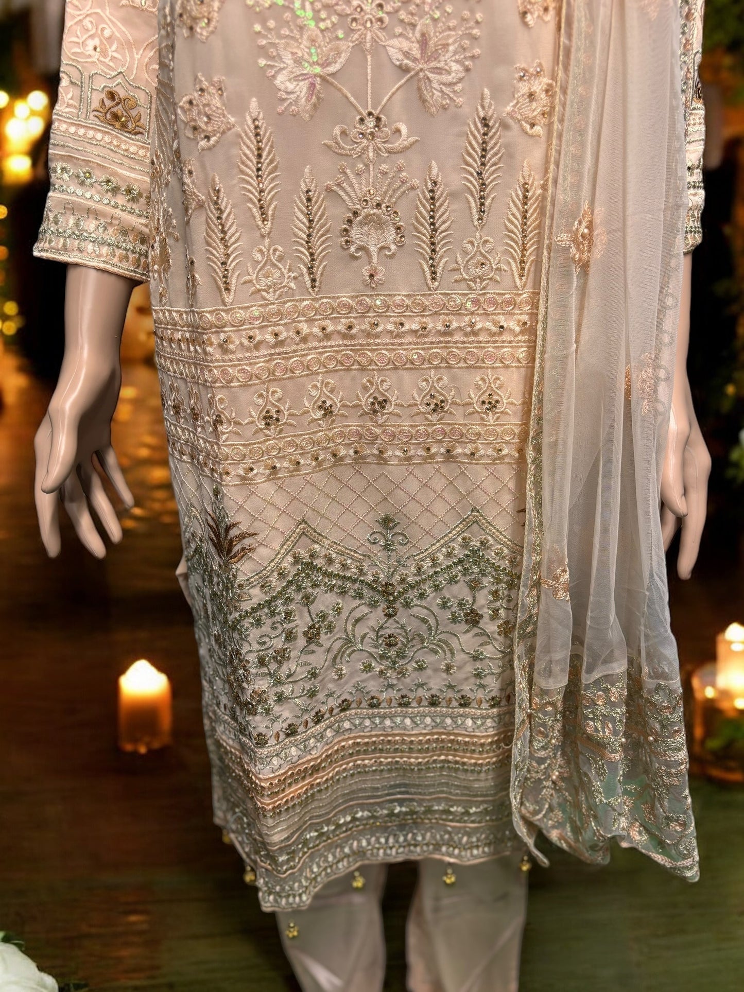 PEACH GEORGETTE SALWAR KAMEEZ WITH EMBROIDERY WORK- ETHNIC WEAR FOR WOMEN