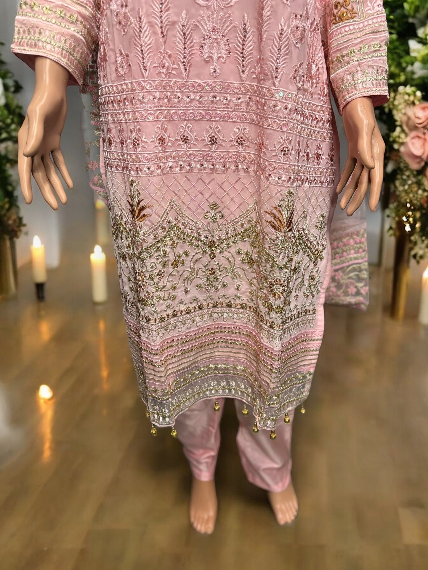 PINK GEORGETTE SALWAR KAMEEZ WITH EMBROIDERY WORK- ETHNIC WEAR FOR WOMEN