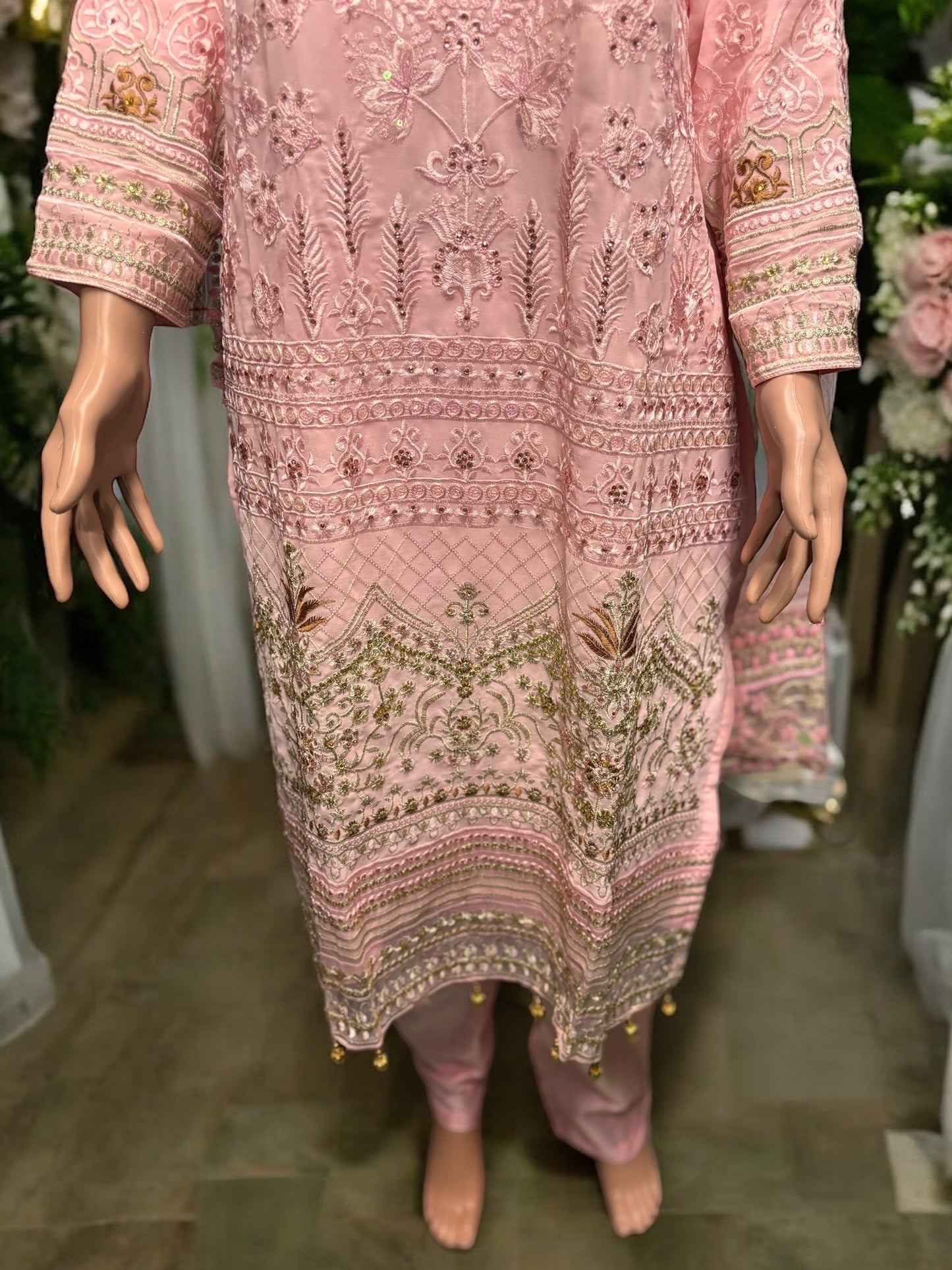 PINK GEORGETTE SALWAR KAMEEZ WITH EMBROIDERY WORK- ETHNIC WEAR FOR WOMEN