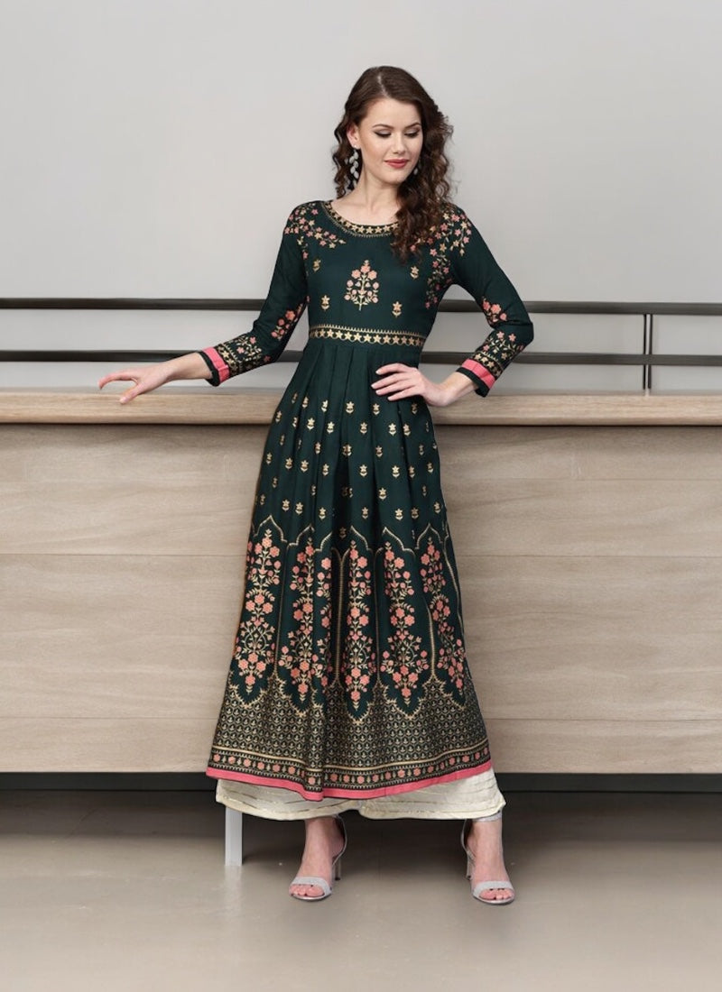 RAMA DELIGHT: TRADITIONAL COTTON EMBROIDERY WORK KURTI FOR EFFORTLESS STYLE- ETHNIC WEAR FOR WOMEN