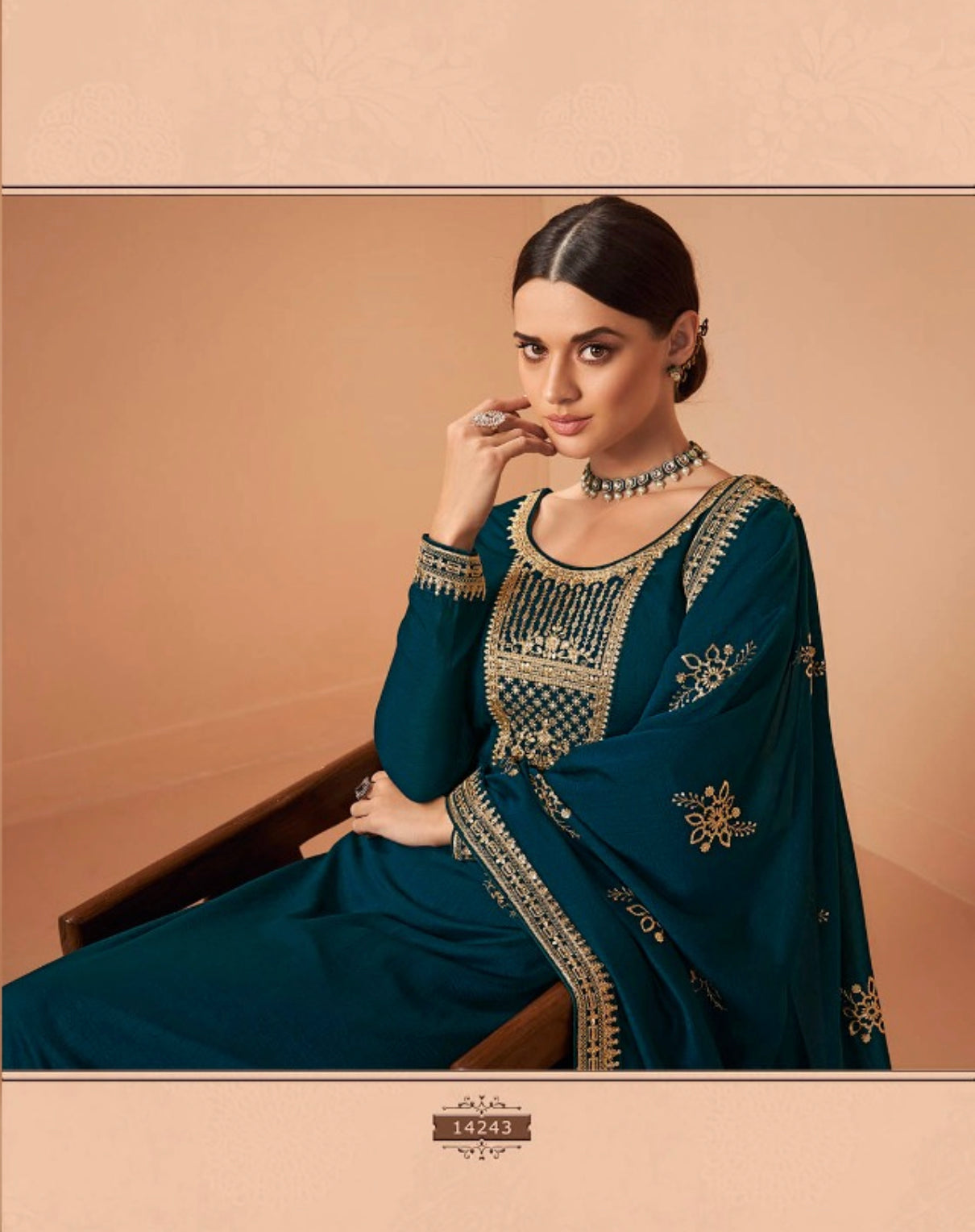 TRADITIONAL BLOOMING SILK GEORGETTE SALWAR KAMEEZ - 14243-ETHNIC WEAR FOR WOMEN