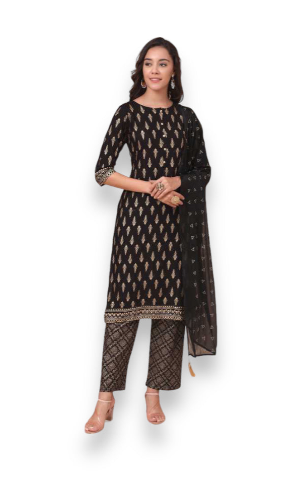 TRADITIONAL DESIGNER WEAR KURTI WITH PANT AND DUPATTA SET - 9901-ETHNIC WEAR FOR WOMEN