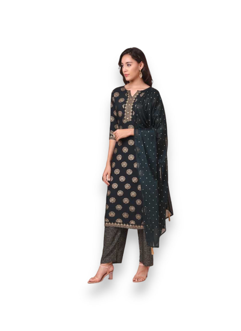 TRADITIONAL DESIGNER WEAR KURTI WITH PANT AND DUPATTA SET - 9902-ETHNIC WEAR FOR WOMEN