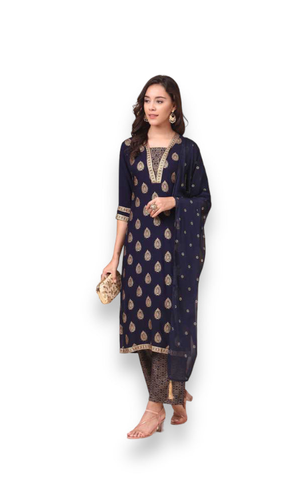 TRADITIONAL DESIGNER WEAR KURTI WITH PANT AND DUPATTA SET - 9904-ETHNIC WEAR FOR WOMEN