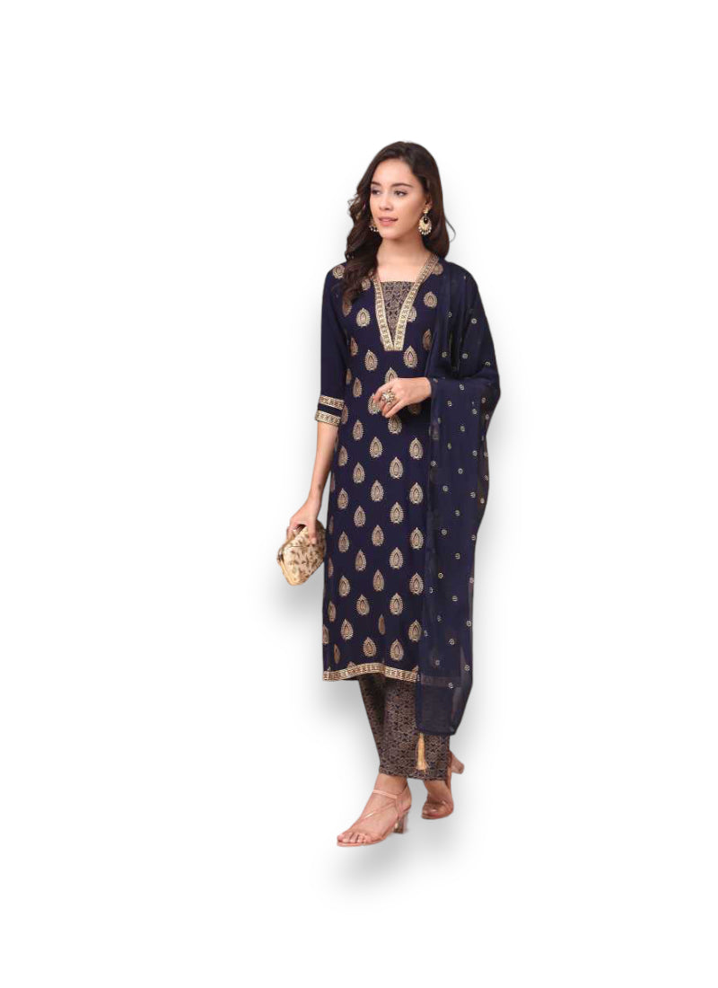 TRADITIONAL DESIGNER WEAR KURTI WITH PANT AND DUPATTA SET - 9904-ETHNIC WEAR FOR WOMEN