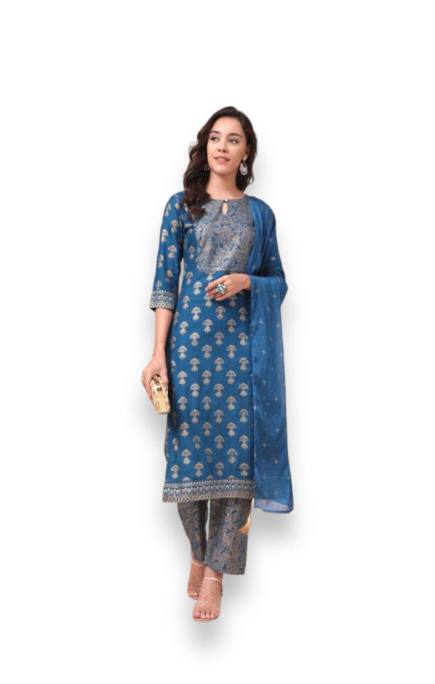 TRADITIONAL DESIGNER WEAR KURTI WITH PANT AND DUPATTA SET - 9905-ETHNIC WEAR FOR WOMEN