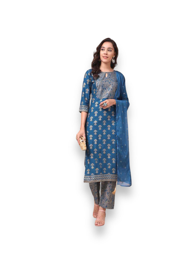 TRADITIONAL DESIGNER WEAR KURTI WITH PANT AND DUPATTA SET - 9905-ETHNIC WEAR FOR WOMEN