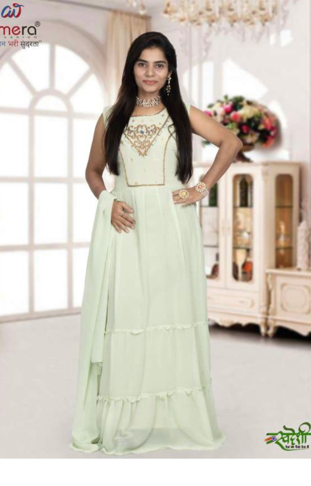 TRADITIONAL GEORGETTE STONE WORK LONG GOWN - ELEGANT AND AFFORDABLE -02-ETHNIC WEAR FOR WOMEN