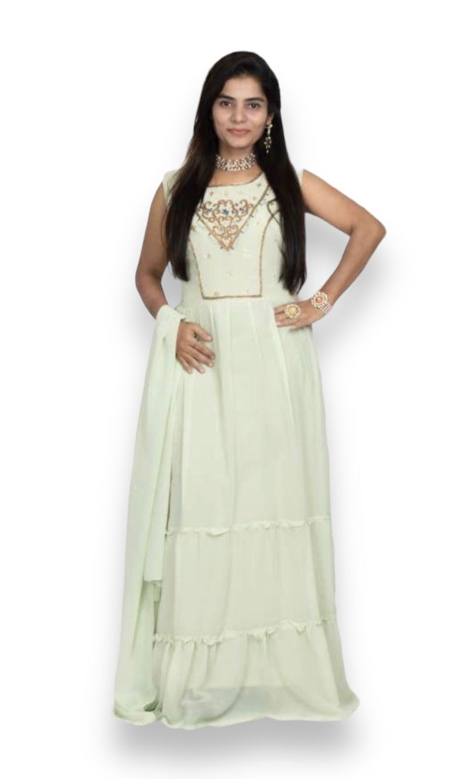 TRADITIONAL GEORGETTE STONE WORK LONG GOWN - ELEGANT AND AFFORDABLE -02-ETHNIC WEAR FOR WOMEN