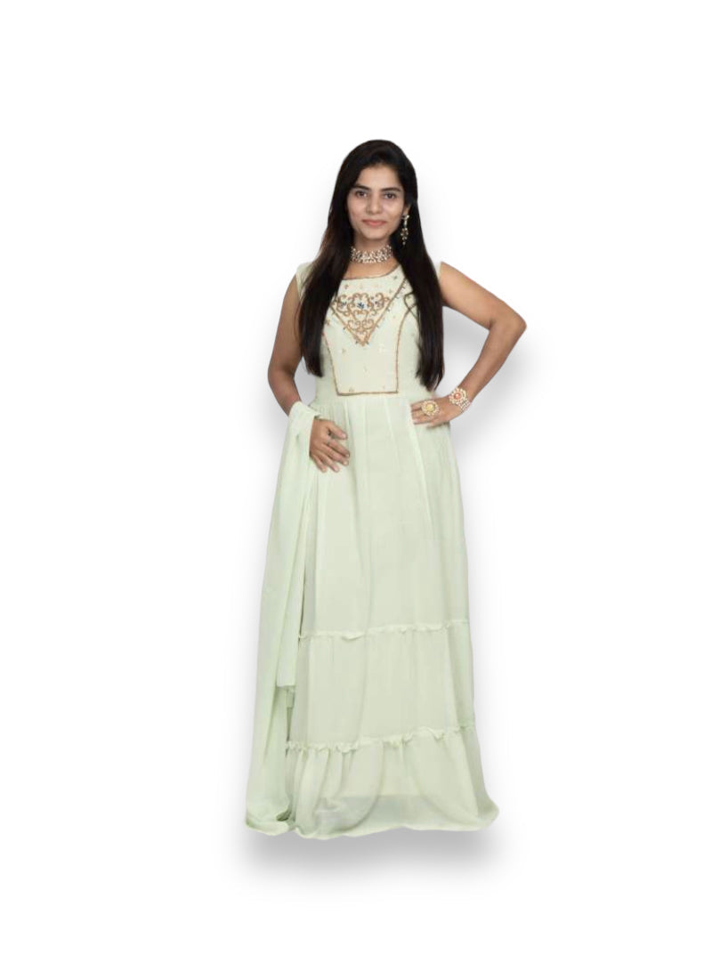 TRADITIONAL GEORGETTE STONE WORK LONG GOWN - ELEGANT AND AFFORDABLE -02-ETHNIC WEAR FOR WOMEN