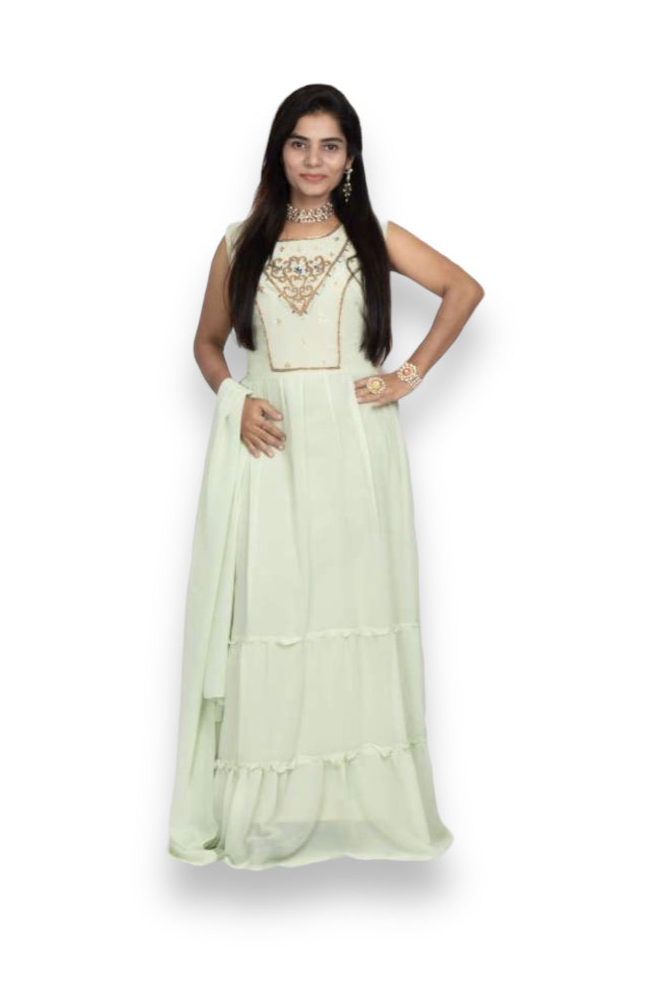 TRADITIONAL GEORGETTE STONE WORK LONG GOWN - ELEGANT AND AFFORDABLE -02-ETHNIC WEAR FOR WOMEN