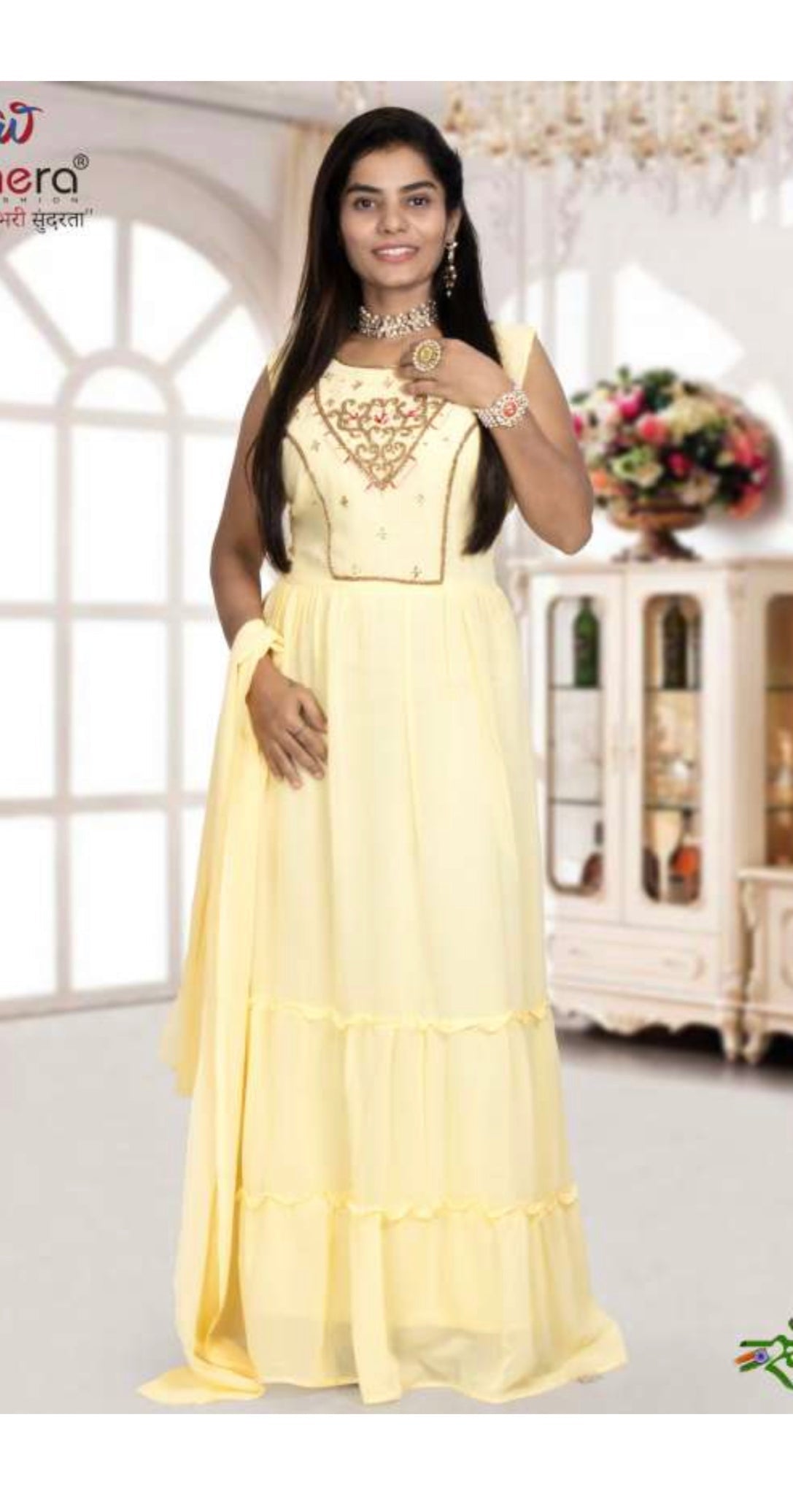 TRADITIONAL GEORGETTE STONE WORK LONG GOWN - ELEGANT AND AFFORDABLE-03-ETHNIC WEAR FOR WOMEN