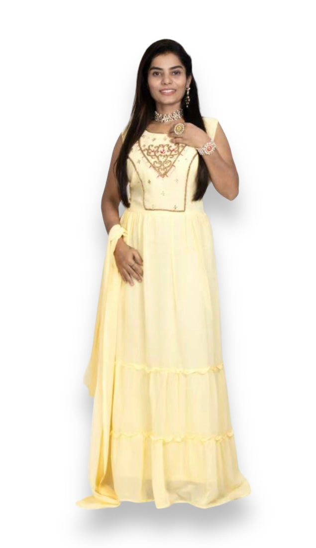 TRADITIONAL GEORGETTE STONE WORK LONG GOWN - ELEGANT AND AFFORDABLE-03-ETHNIC WEAR FOR WOMEN