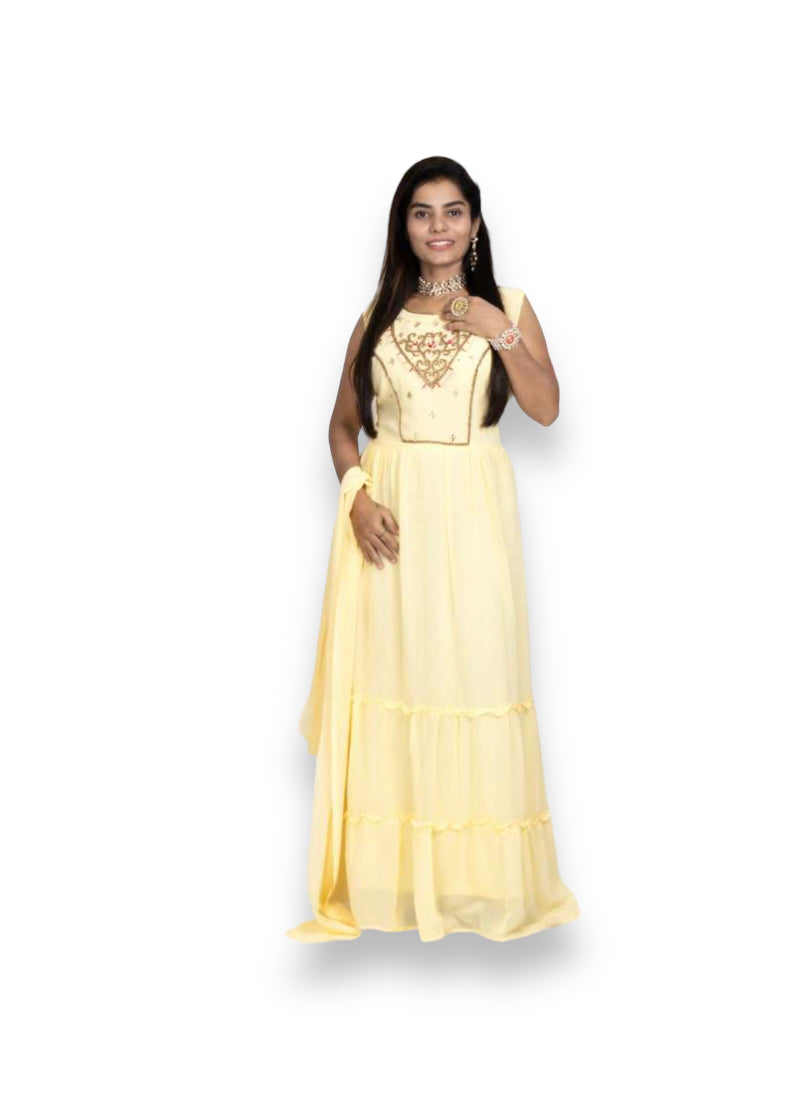 TRADITIONAL GEORGETTE STONE WORK LONG GOWN - ELEGANT AND AFFORDABLE-03-ETHNIC WEAR FOR WOMEN