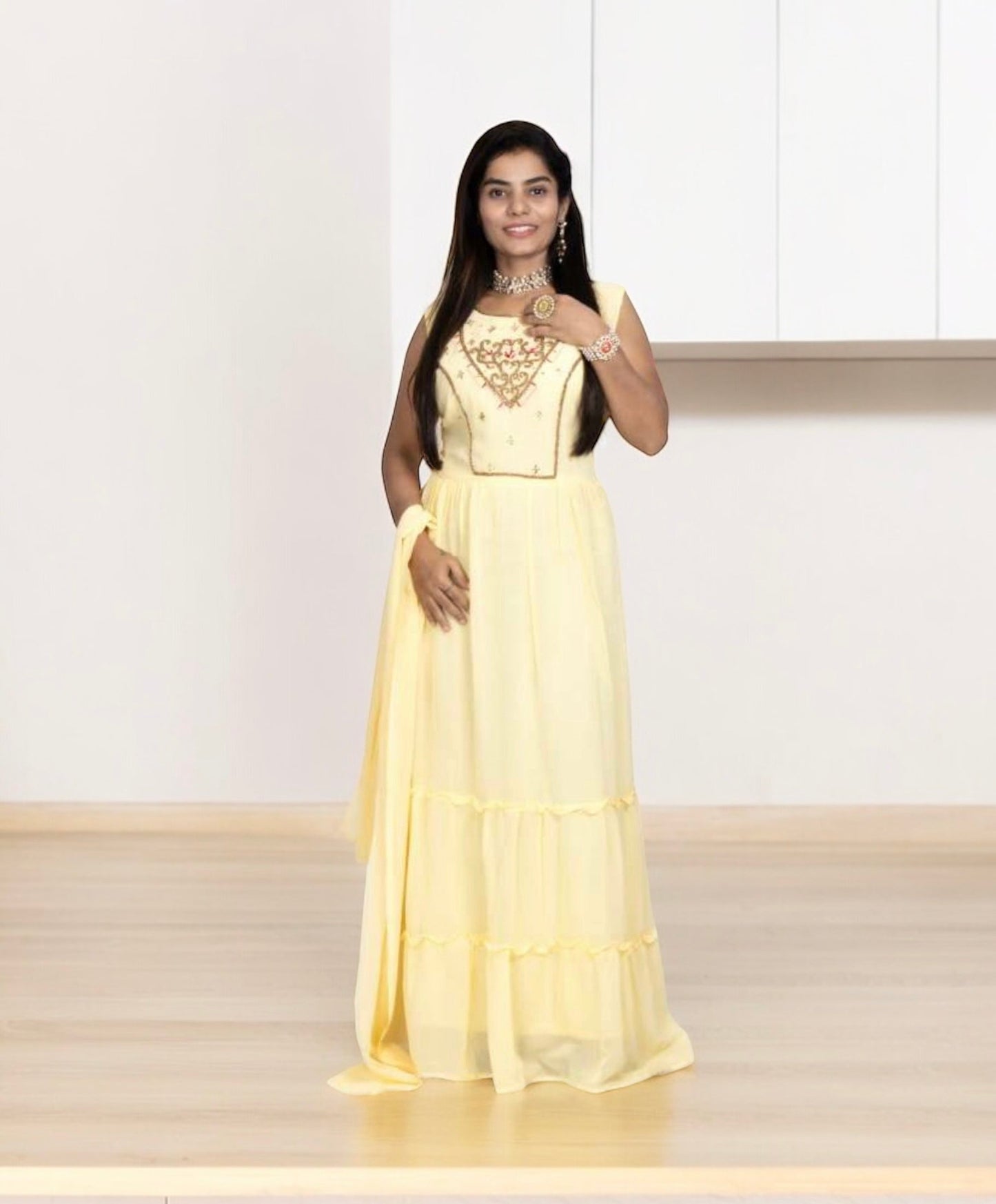 TRADITIONAL GEORGETTE STONE WORK LONG GOWN - ELEGANT AND AFFORDABLE-03-ETHNIC WEAR FOR WOMEN