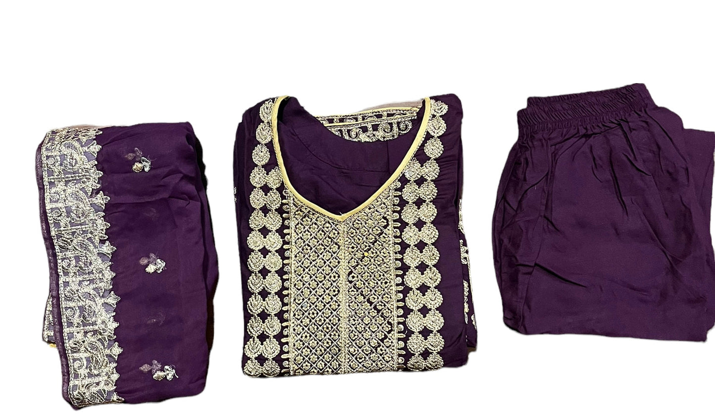 TRADITIONAL LINEN PARTY WEAR DESIGNER SALWAR KAMEEZ SUIT -ETHNIC WEAR FOR WOMEN-01