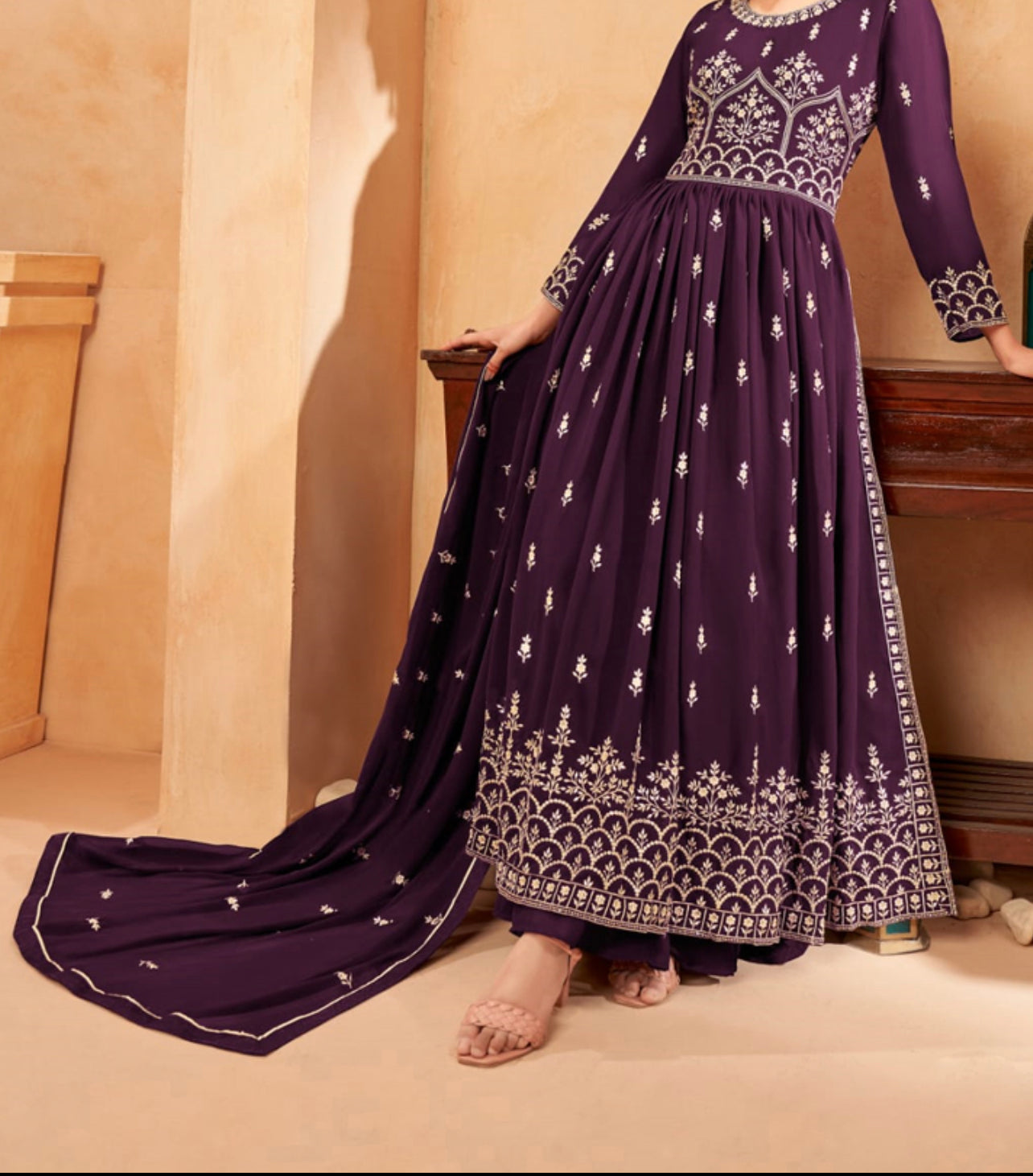 TRADITIONAL NAYRA CUT FAUX GEORGETTE WEDDING WEAR SALWAR SUIT-ETHNIC WEAR FOR WOMEN