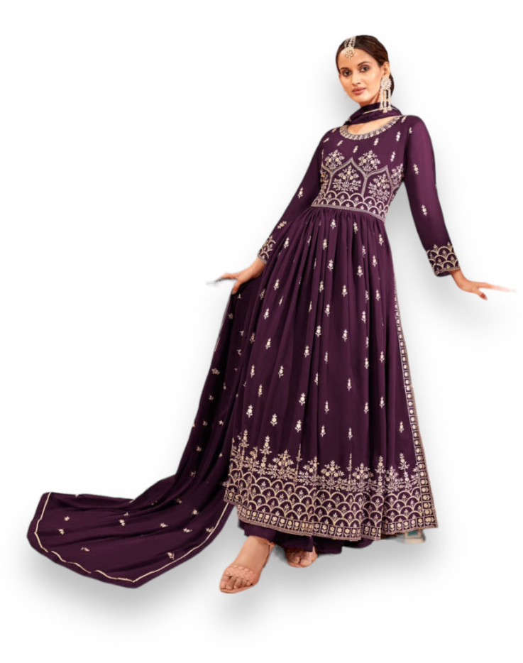 TRADITIONAL NAYRA CUT FAUX GEORGETTE WEDDING WEAR SALWAR SUIT-ETHNIC WEAR FOR WOMEN