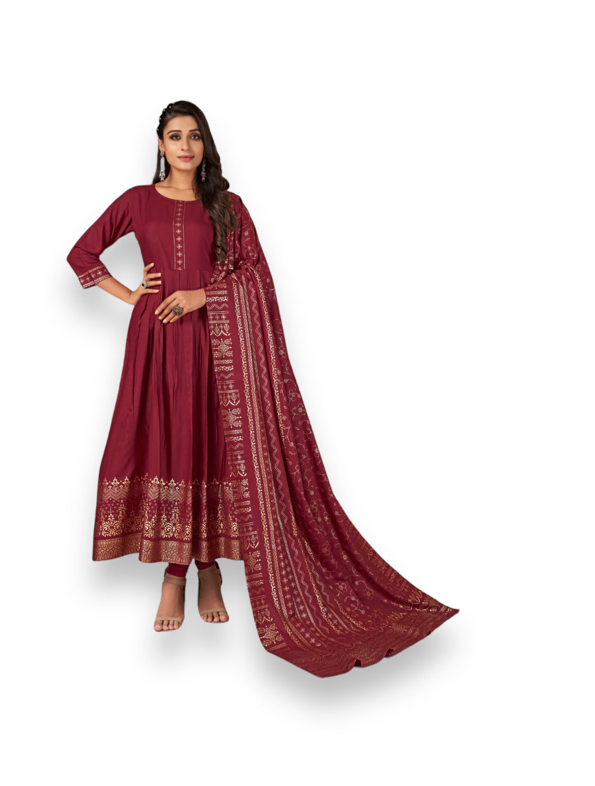 TRADITIONAL RAYON PRINTED KURTI WITH DUPATTA: EMBRACE YOUR FEMININE CHARM-ETHNIC WEAR FOR WOMEN