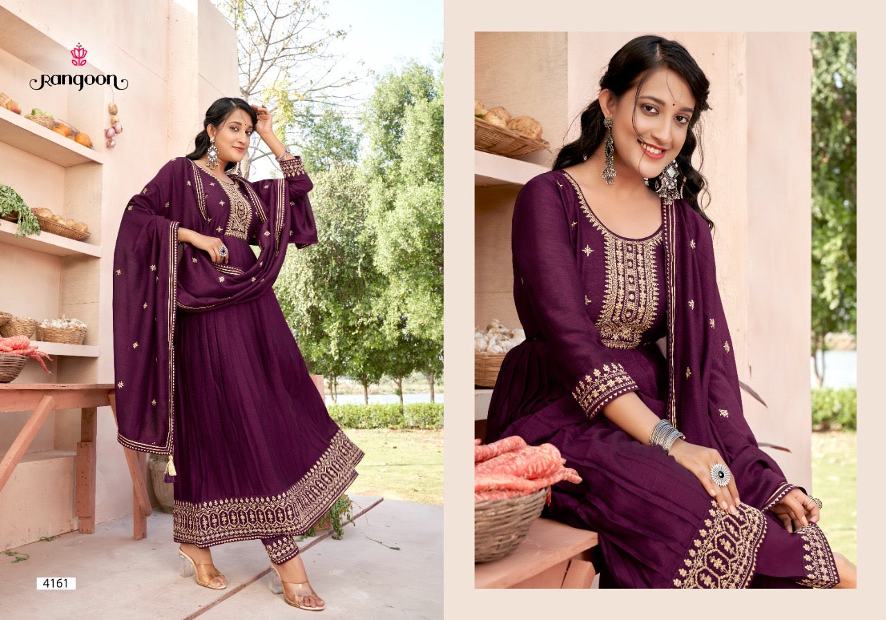 TRADITIONAL VICHITRA SILK SALWAR SUIT WITH FANCY WORK-ETHNIC WEAR FOR WOMEN - 4161