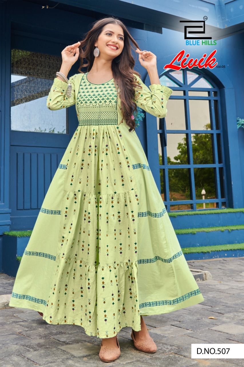 GRACEFUL GLAMOUR: TRADITIONAL LONG FRILL GOWN - ETHNIC WEAR FOR WOMEN- 507