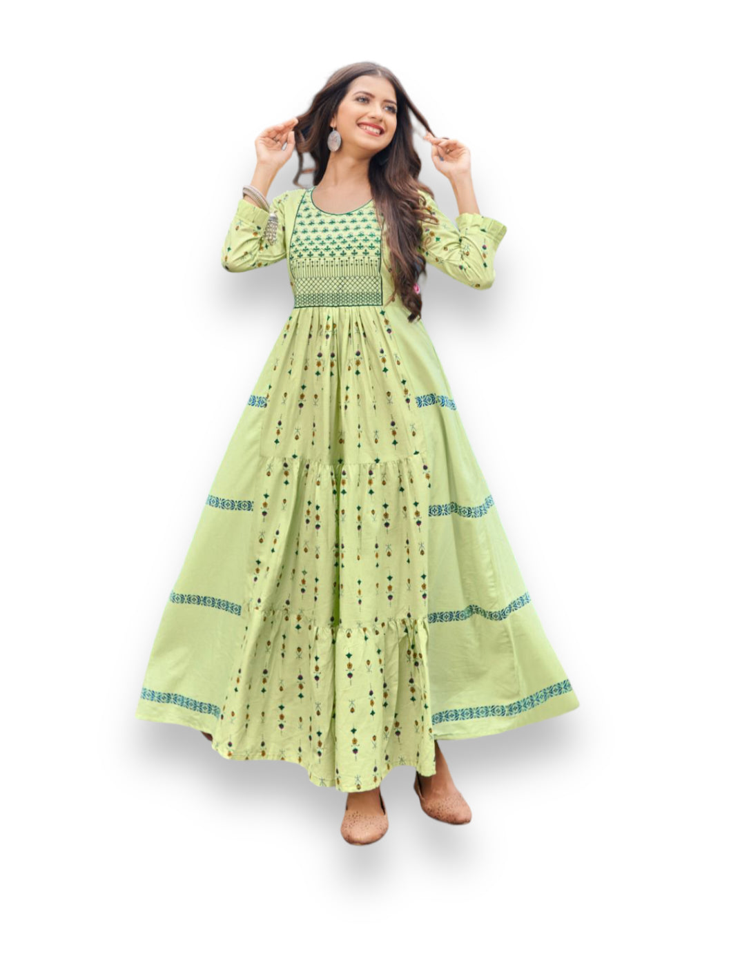 GRACEFUL GLAMOUR: TRADITIONAL LONG FRILL GOWN - ETHNIC WEAR FOR WOMEN- 507