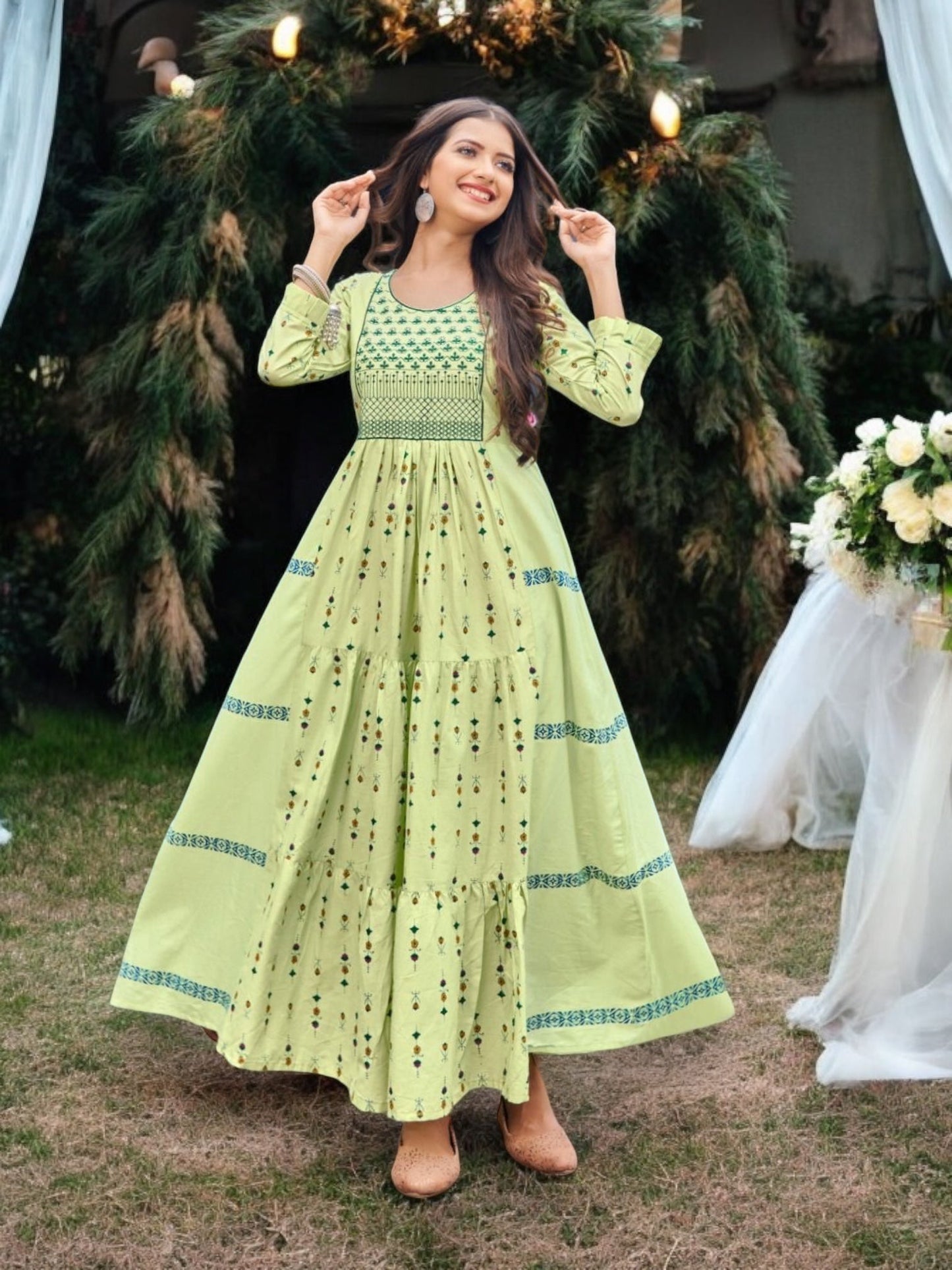 GRACEFUL GLAMOUR: TRADITIONAL LONG FRILL GOWN - ETHNIC WEAR FOR WOMEN- 507