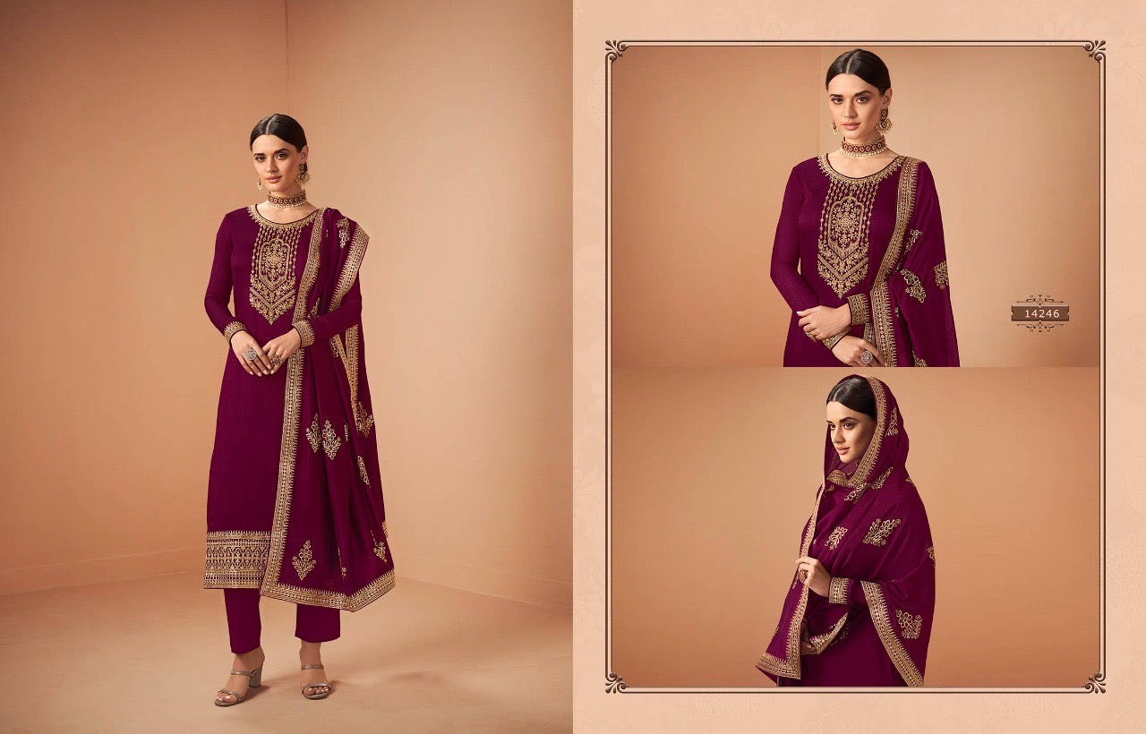 TRADITIONAL BLOOMING SILK GEORGETTE SALWAR KAMEEZ - 14246-ETHNIC WEAR FOR WOMEN